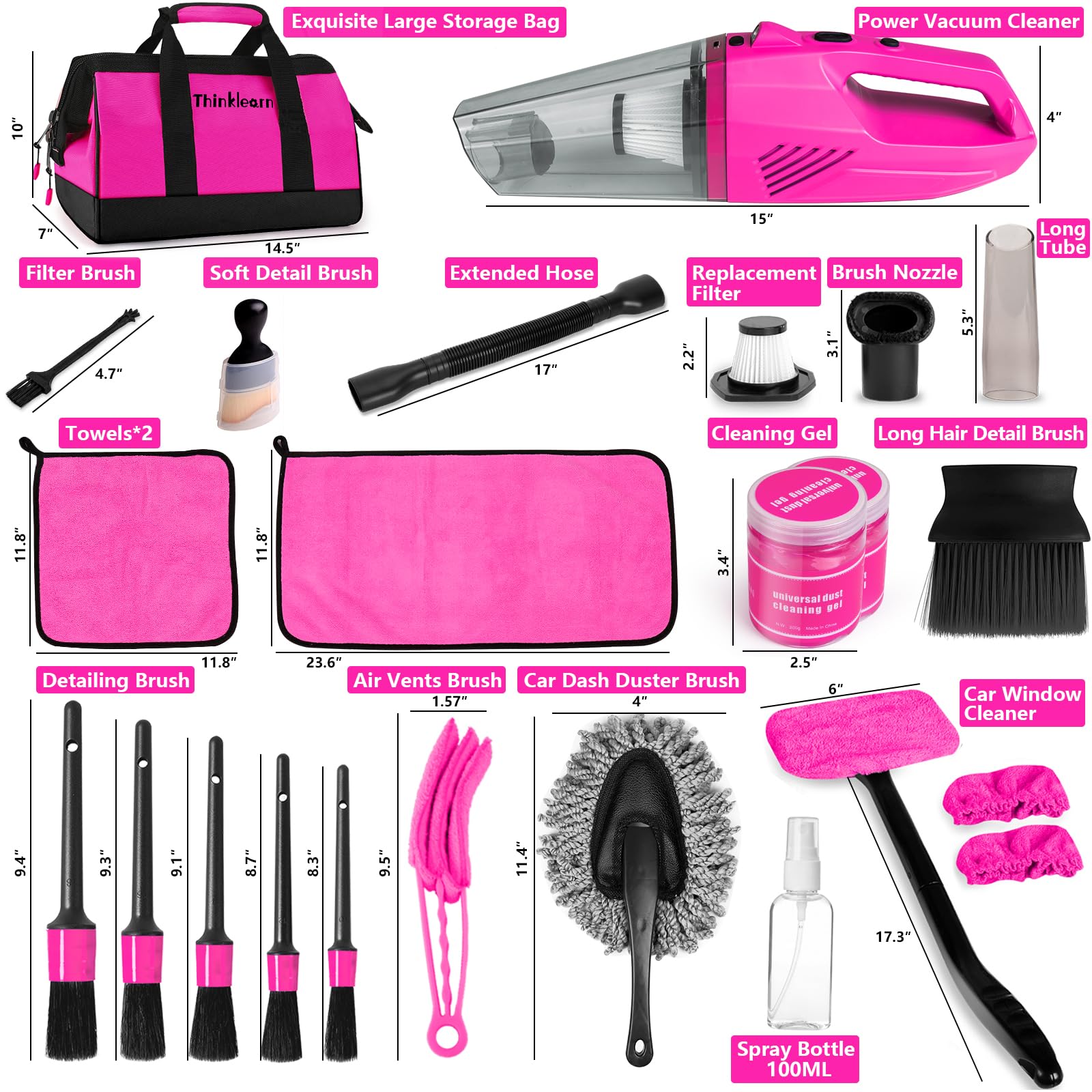 Foto 8 pulgar | Kit De Limpieza De Coche Thinklearn Con Detalles De Aspiradora De Coche  Color Rosa - Venta Internacional.