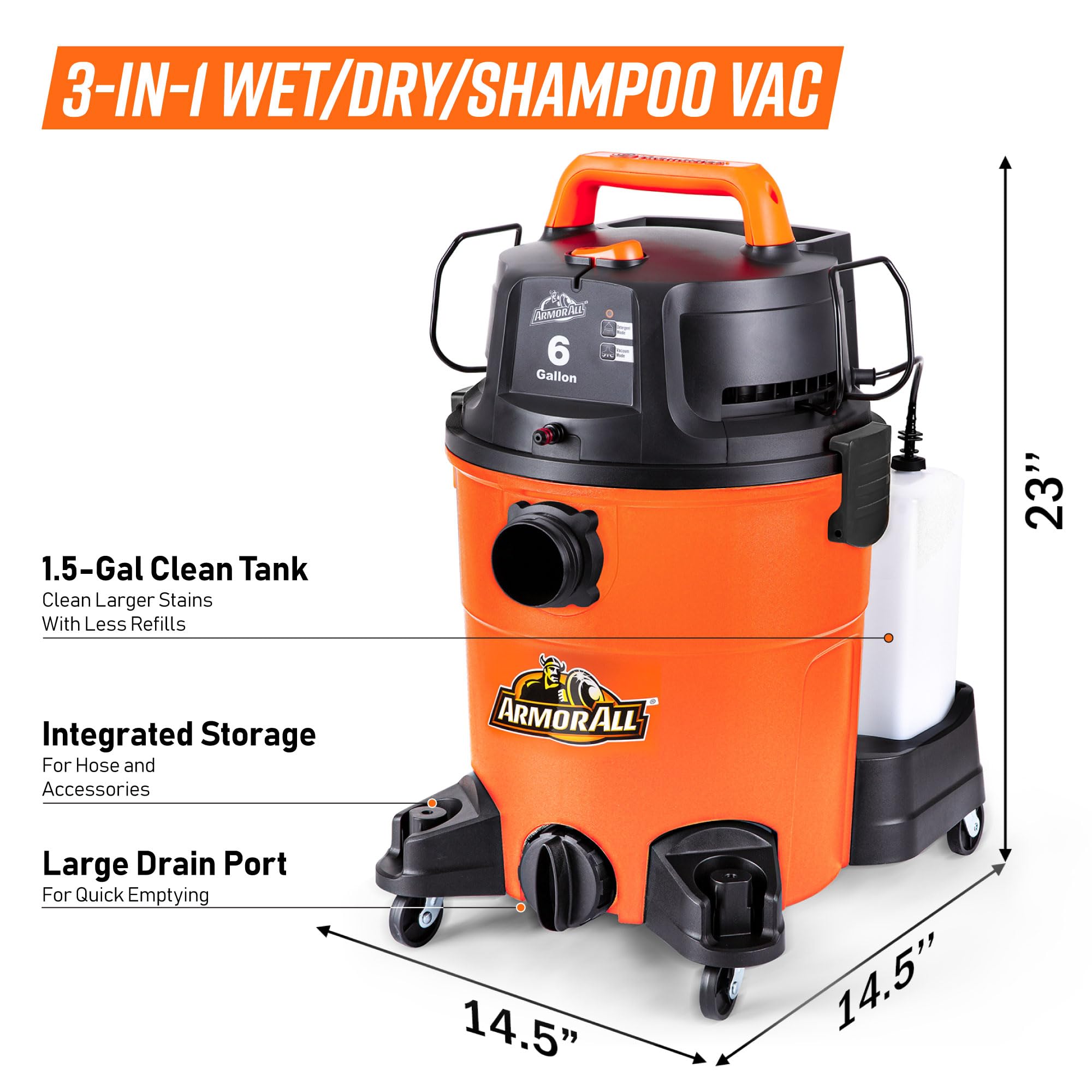 Foto 2 | Champú Vacuum Cleaner Armor All 6l 5.5 Hp Para Tapicería  Mojado  Seco - Venta Internacional.