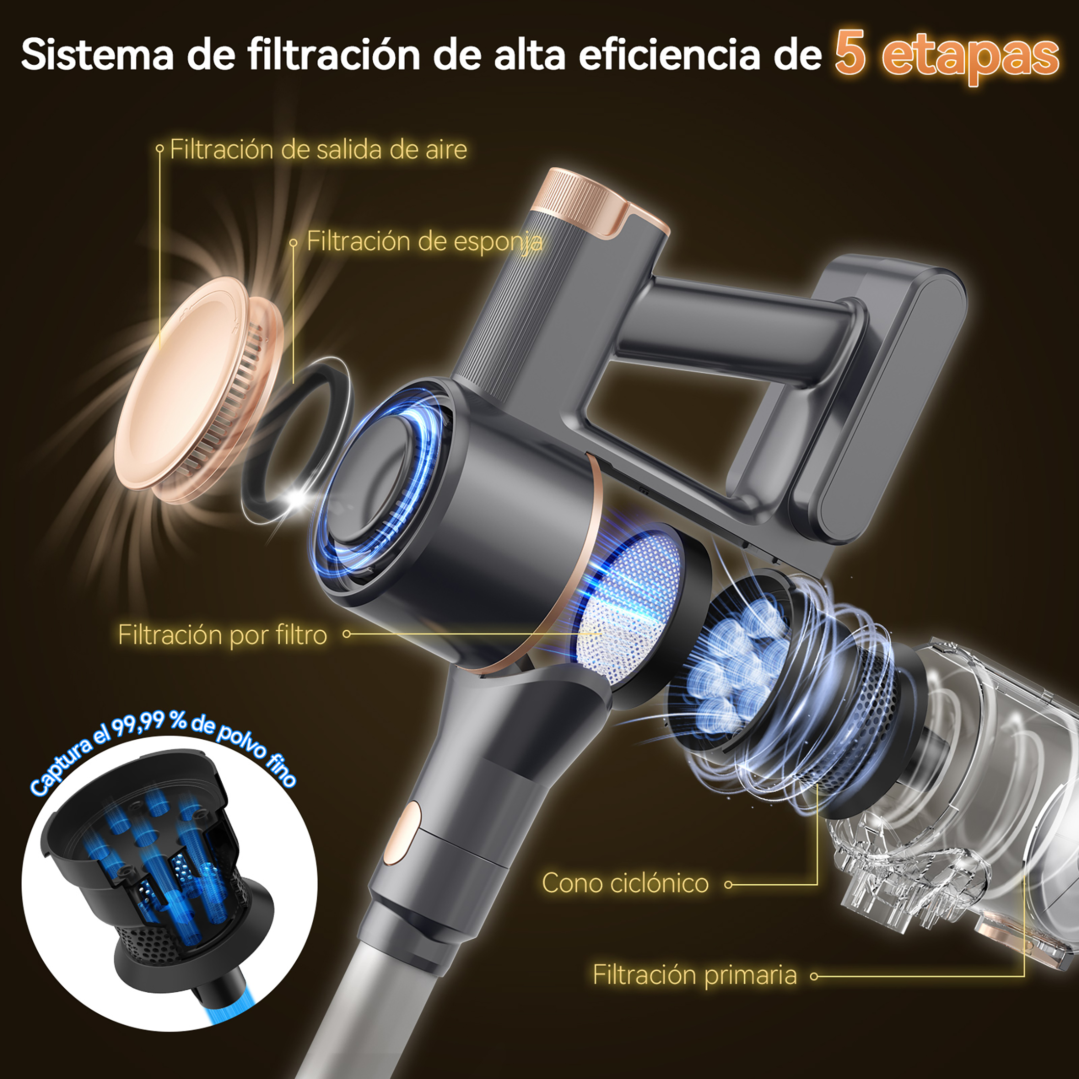 Foto 7 pulgar | Aspirador Inalámbrico Inse N8  2200 Mah  Batería De 40 Min