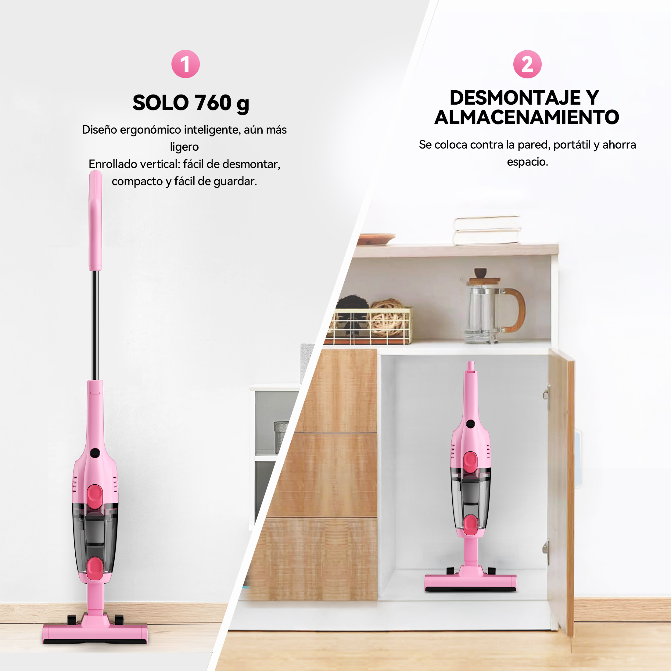 Foto 7 | Aspirador Inse Con Cable  Ultraligero  Sin Bolsa  1 2 L  Rosa