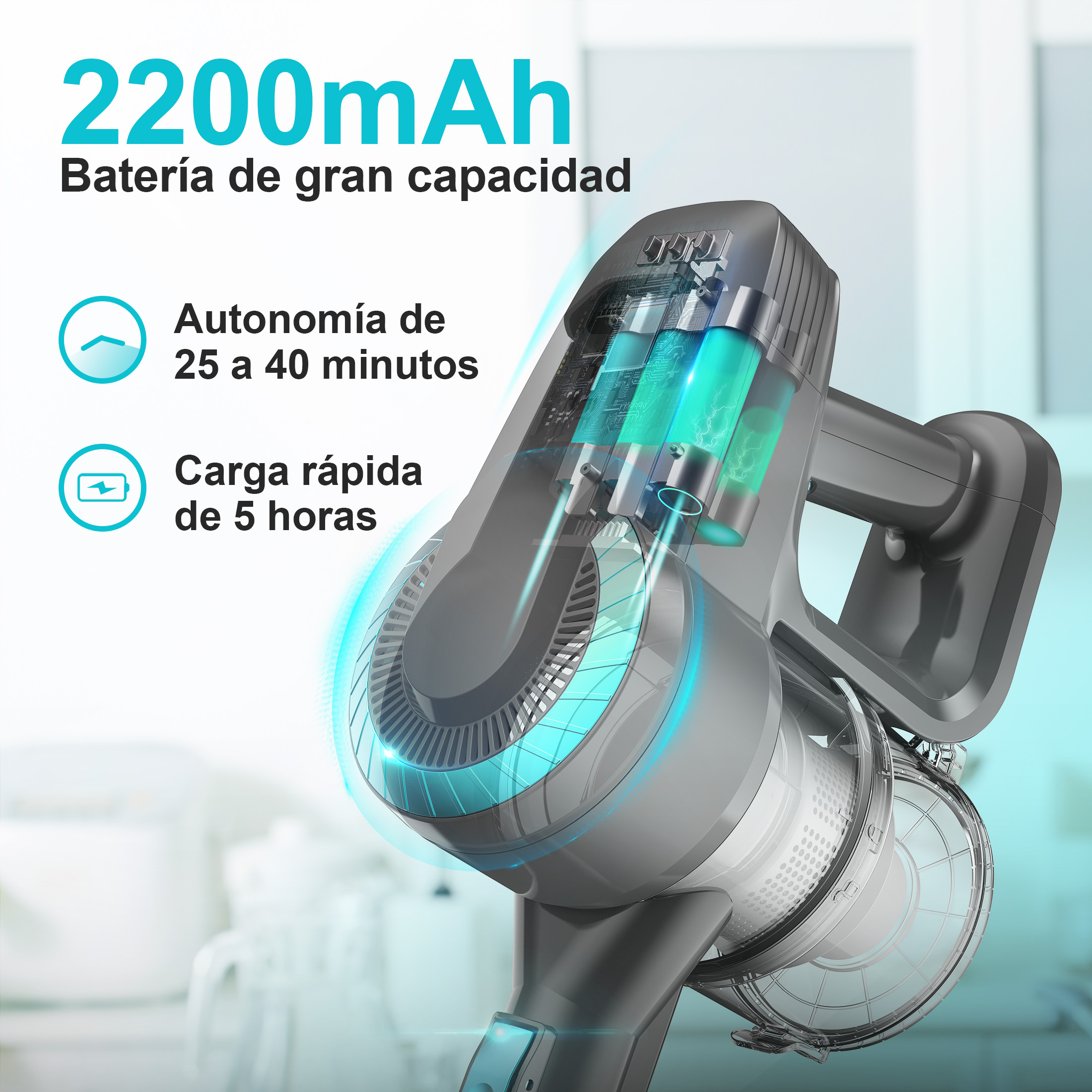 Foto 3 | Aspirador Inalámbrico Inse N300 6 En 1 Con Batería De 2200 Mah