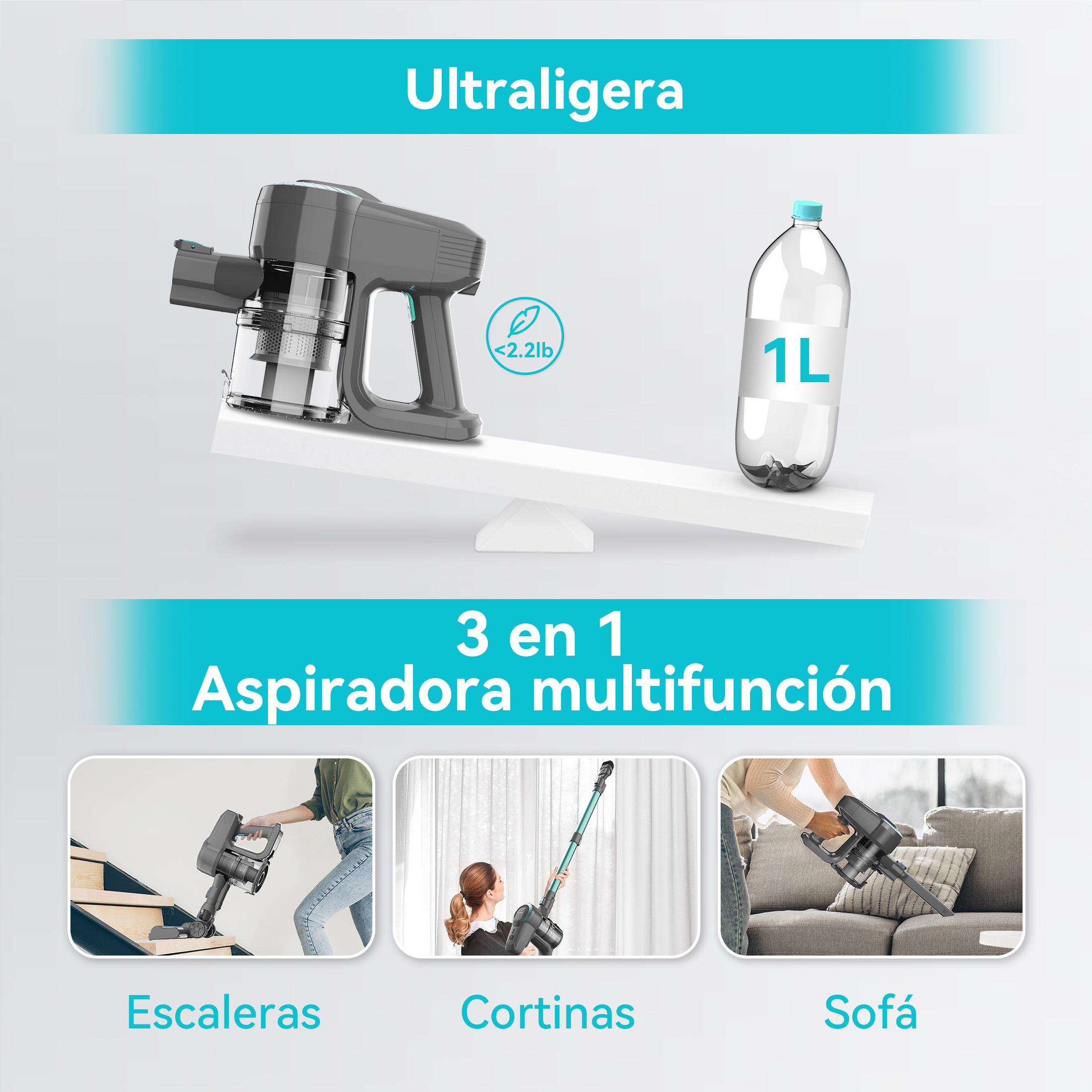 Foto 6 | Aspirador Inalámbrico Inse N300 6 En 1 Con Batería De 2200 Mah