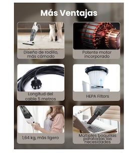 Foto 3 | Aspiradora De Mano Vertical Deerma Dx118c 3 En 1 Con Ruedas