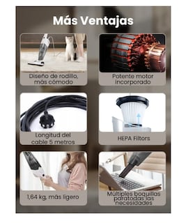 Foto 3 | Aspiradora De Mano Vertical Deerma Dx118c 3 En 1 Con Ruedas