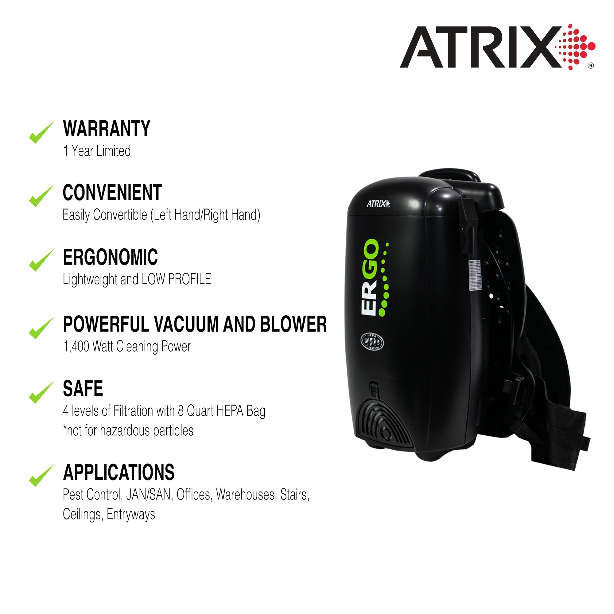 Foto 4 pulgar | Mochila Aspiradora Atrix Vacbp10 Hepa 8l 1400w Con 10 Filtros - Venta Internacional.