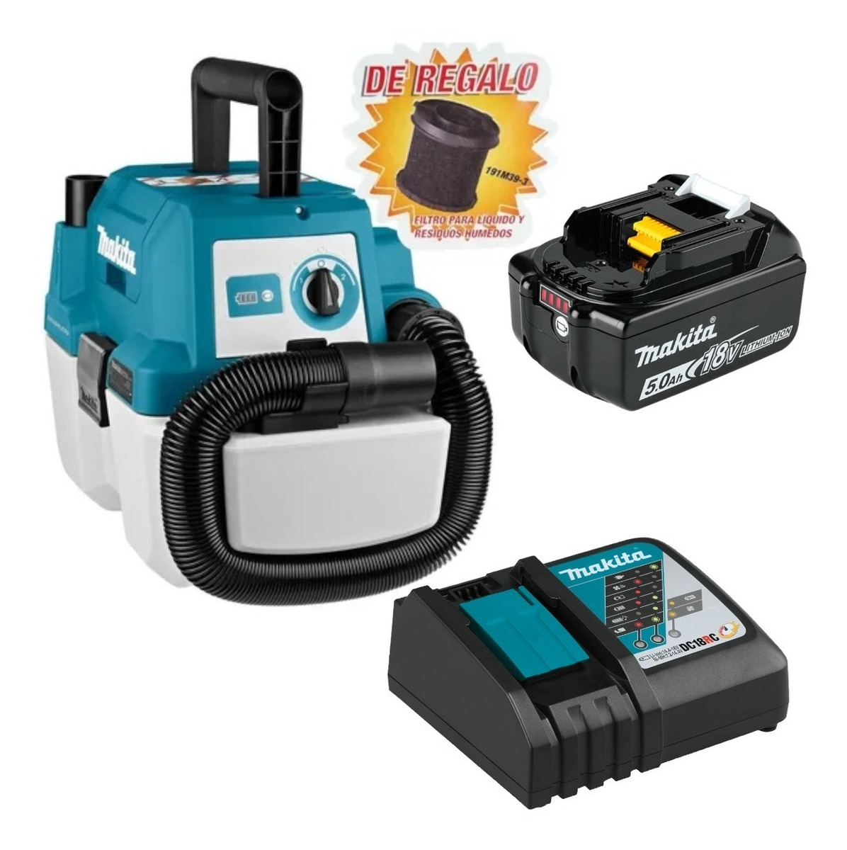 Makita Dvc750lzx3 Aspiradora Inalambrica C/1 Bateria 5ah Y C