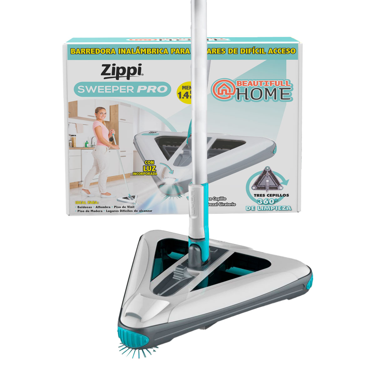 Foto 2 pulgar | Barredora Escoba Eléctrica Zippi Sweeper Pro Tv Ofertas Color Blanco De Rotor triangular