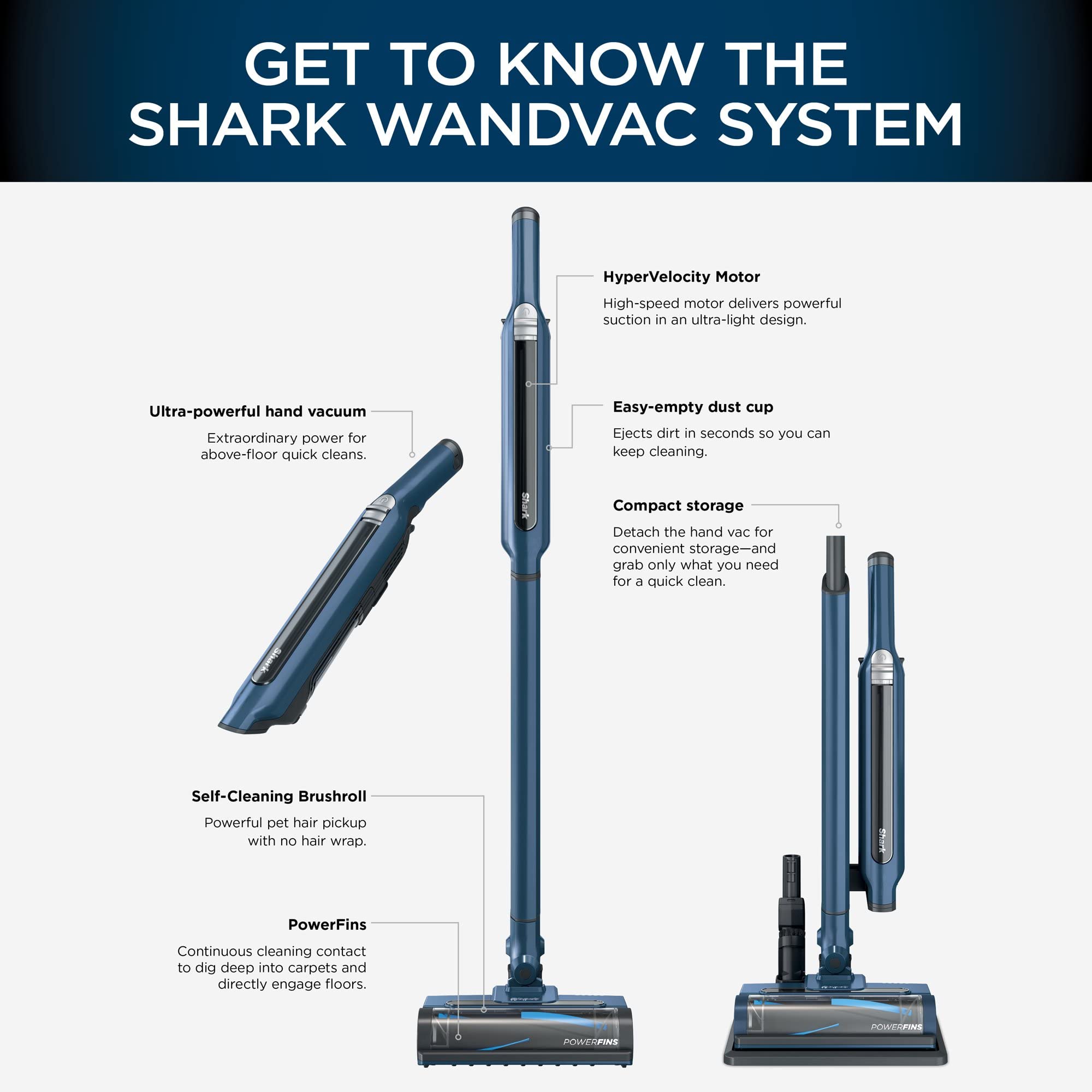 Foto 3 pulgar | Aspiradora de Barra Shark WS630 Wandvac System Blue - Venta Internacional