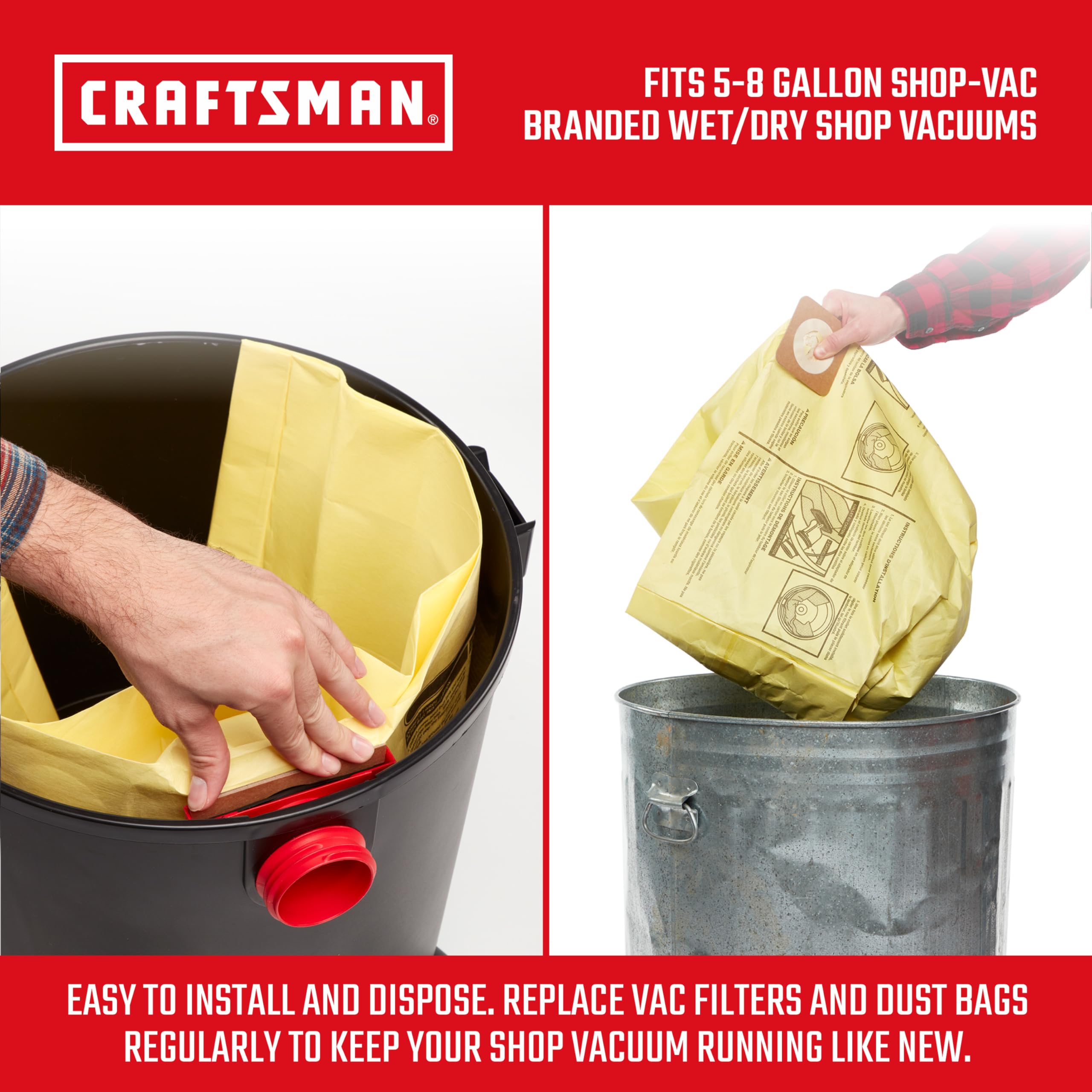 Foto 4 pulgar | Bolsas De Recolección De Polvo Craftsman Cmxzvbe38775, 18,9 L A 30,3 L, Paquete De 2 - Venta Internacional.