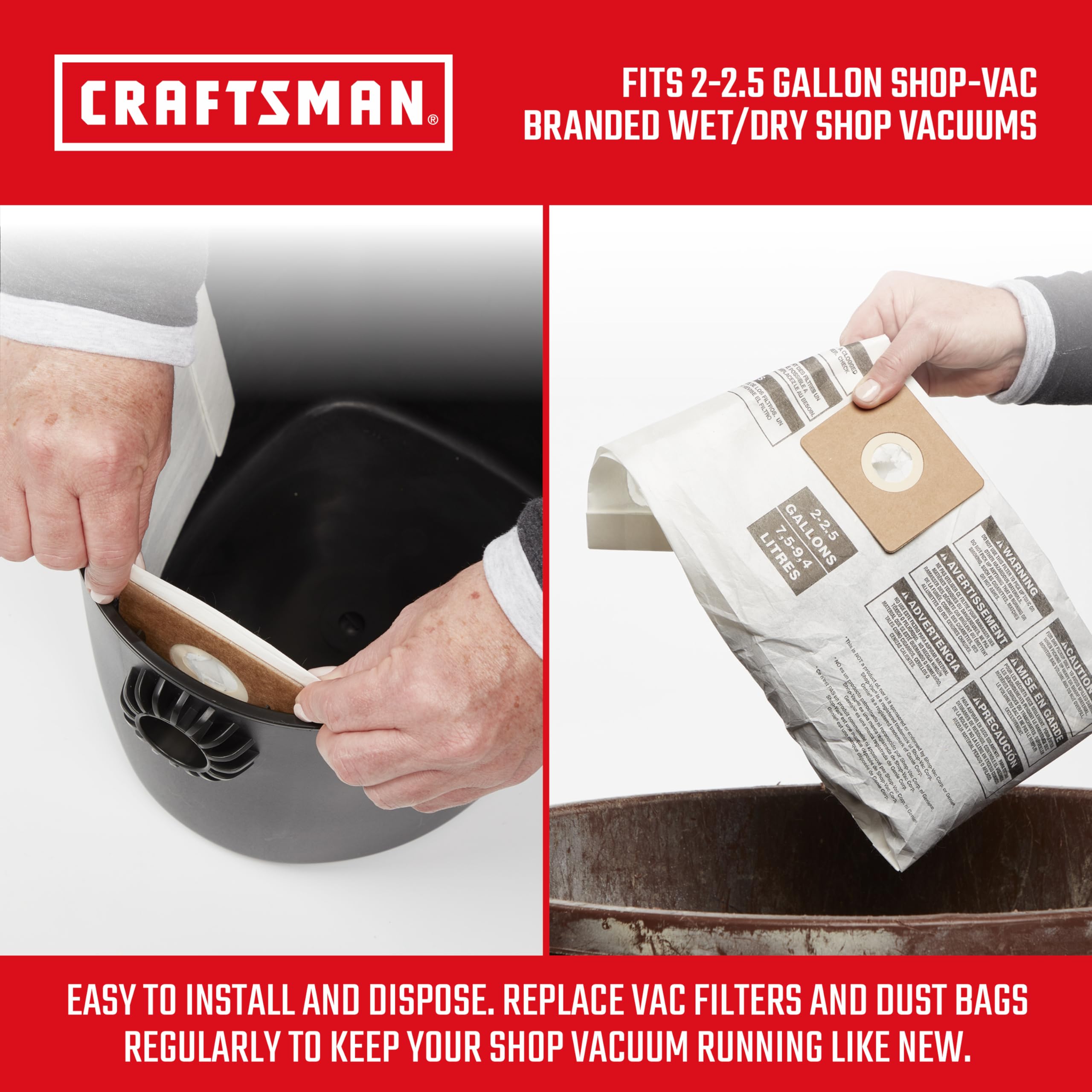 Foto 4 pulgar | Bolsas De Recolección De Polvo Craftsman Cmxzvbe38774 Para Aspiradora De 7,5 A 9,5 L - Venta Internacional.