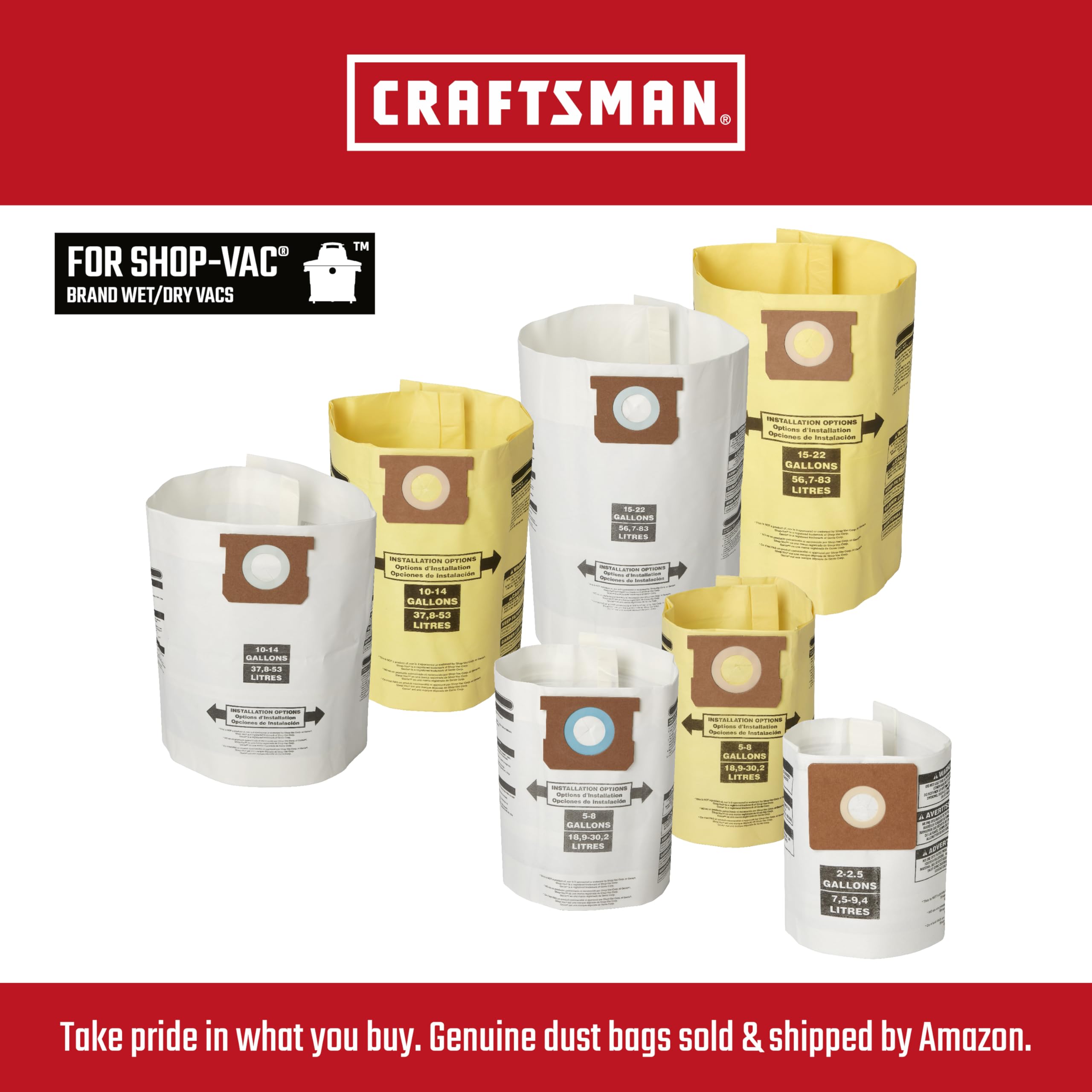 Foto 6 pulgar | Bolsas De Recolección De Polvo Craftsman Cmxzvbe38774 Para Aspiradora De 7,5 A 9,5 L - Venta Internacional.
