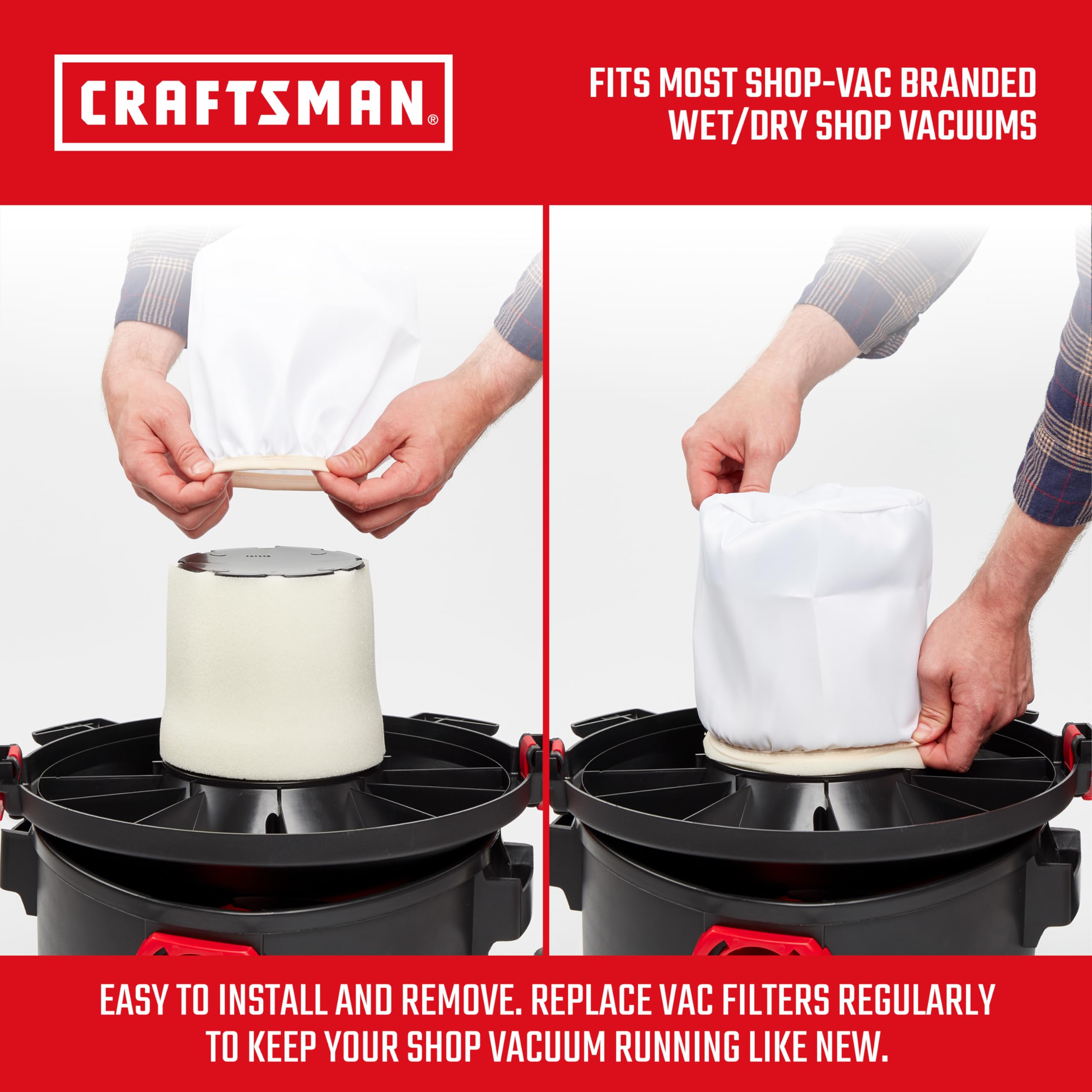 Foto 4 pulgar | Bolsa De Filtro De Tela De Repuesto Para Aspiradora Wet Dry Vac Para Craftsman - Venta Internacional.