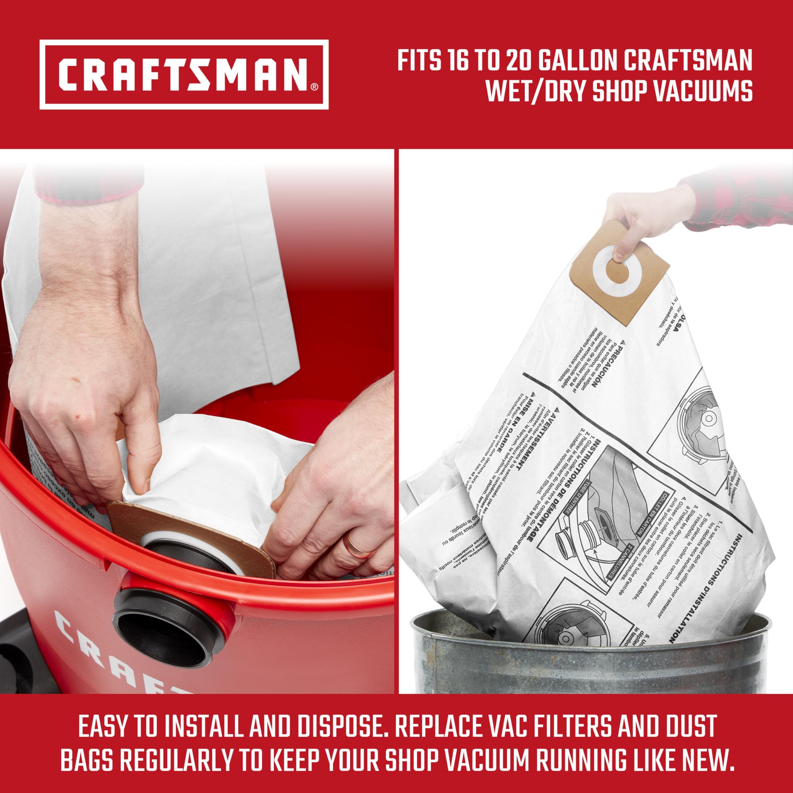 Foto 4 pulgar | Bolsas De Recolección De Polvo Craftsman Cmxzvbe38749 Para 16/20 Galones - Venta Internacional.