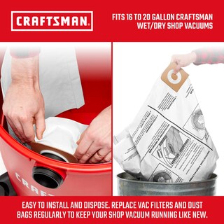 Foto 3 | Bolsas De Recolección De Polvo Craftsman Cmxzvbe38749 Para 16/20 Galones - Venta Internacional.