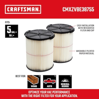 Foto 2 | Filtro De Vacío Craftsman Cmxzvbe38755 Para 18.9 L A 75.7 L, Paquete De 2 - Venta Internacional.