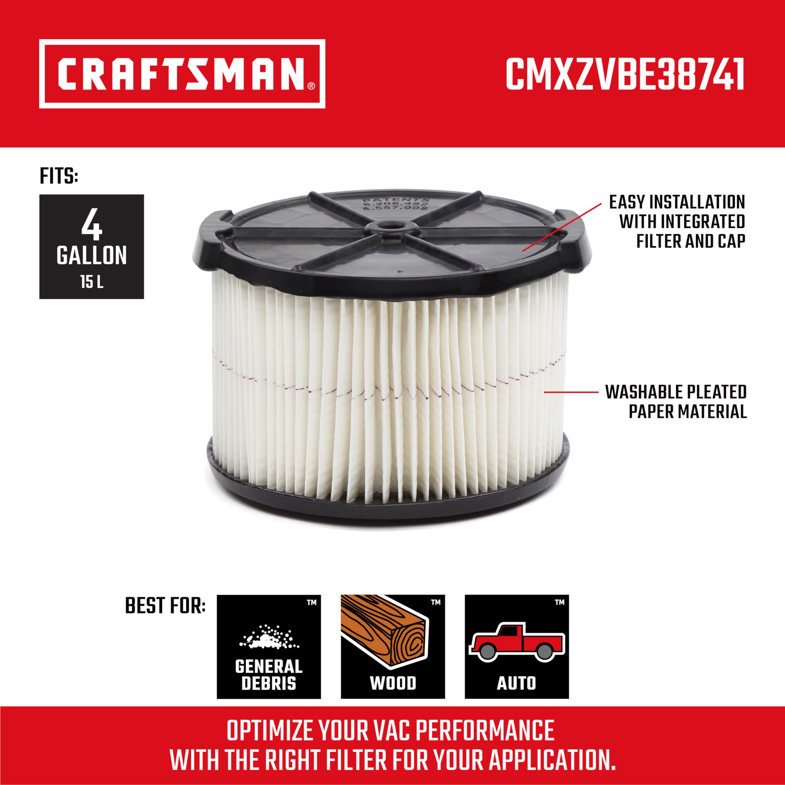 Foto 3 pulgar | Filtro De Vacío Craftsman Cmxzvbe38741 De Media Altura, 5-20 Galones - Venta Internacional.