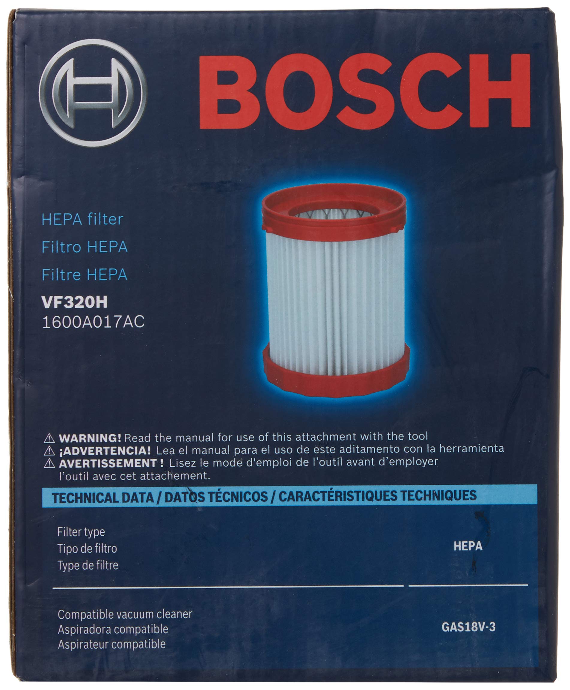 Foto 3 | Filtro Hepa Bosch Vf320h Para Aspiradora Húmeda Y Seca De 18 V Y 10 Litros - Venta Internacional.