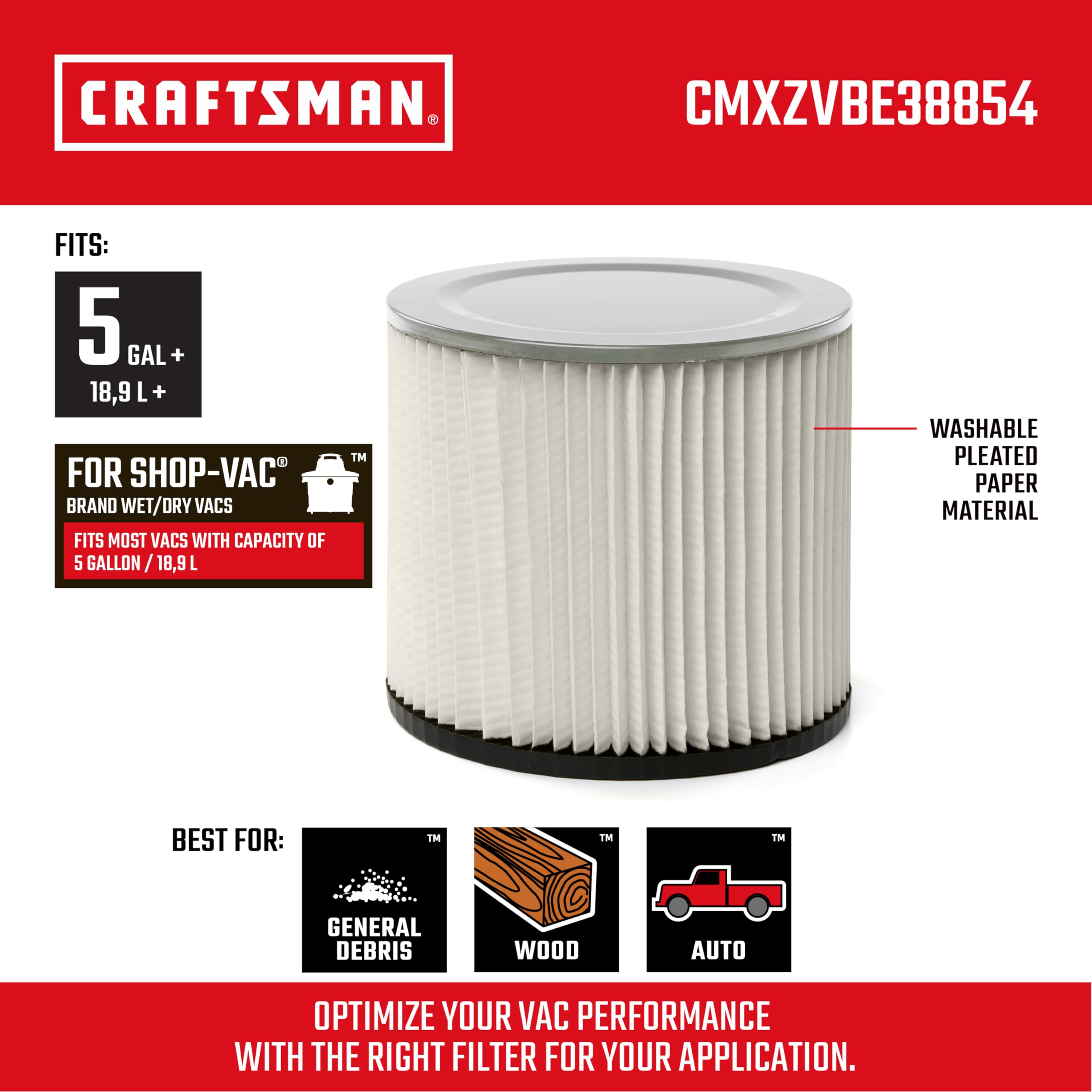 Foto 3 pulgar | Filtro De Vacío Craftsman Cmxzvbe38854 De Uso General, Húmedo Y Seco - Venta Internacional.