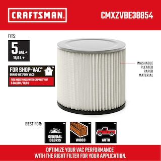 Foto 2 | Filtro De Vacío Craftsman Cmxzvbe38854 De Uso General, Húmedo Y Seco - Venta Internacional.