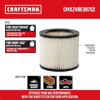 Foto 2 | Filtro De Vacío Craftsman Cmxzvbe38752 Para Montaje En Pared Shop-vac - Venta Internacional.