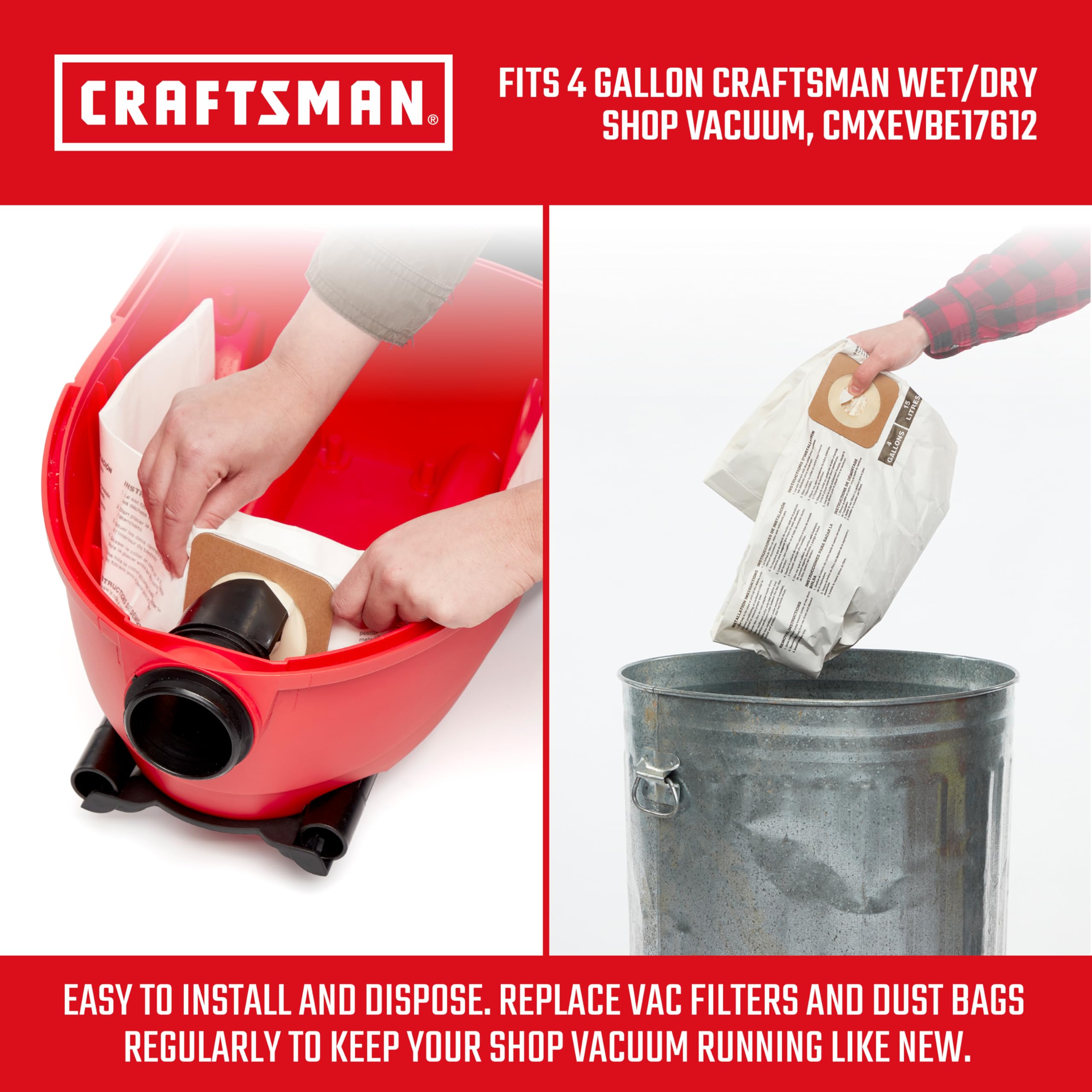 Foto 4 pulgar | Bolsas De Recogida De Polvo Craftsman Cmxzvbe43270 Para Cmxevbe17612 - Venta Internacional.