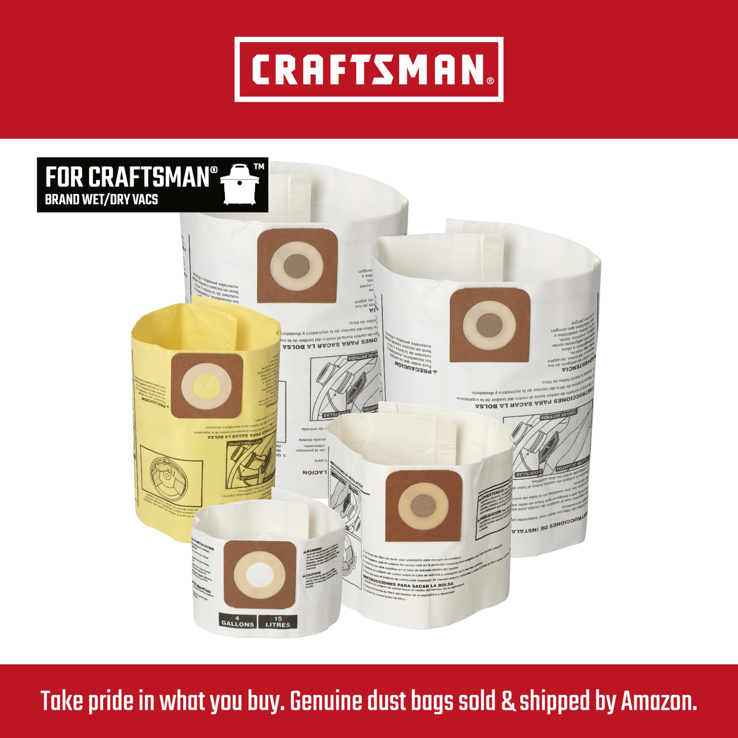 Foto 5 | Bolsas De Recogida De Polvo Craftsman Cmxzvbe43270 Para Cmxevbe17612 - Venta Internacional.