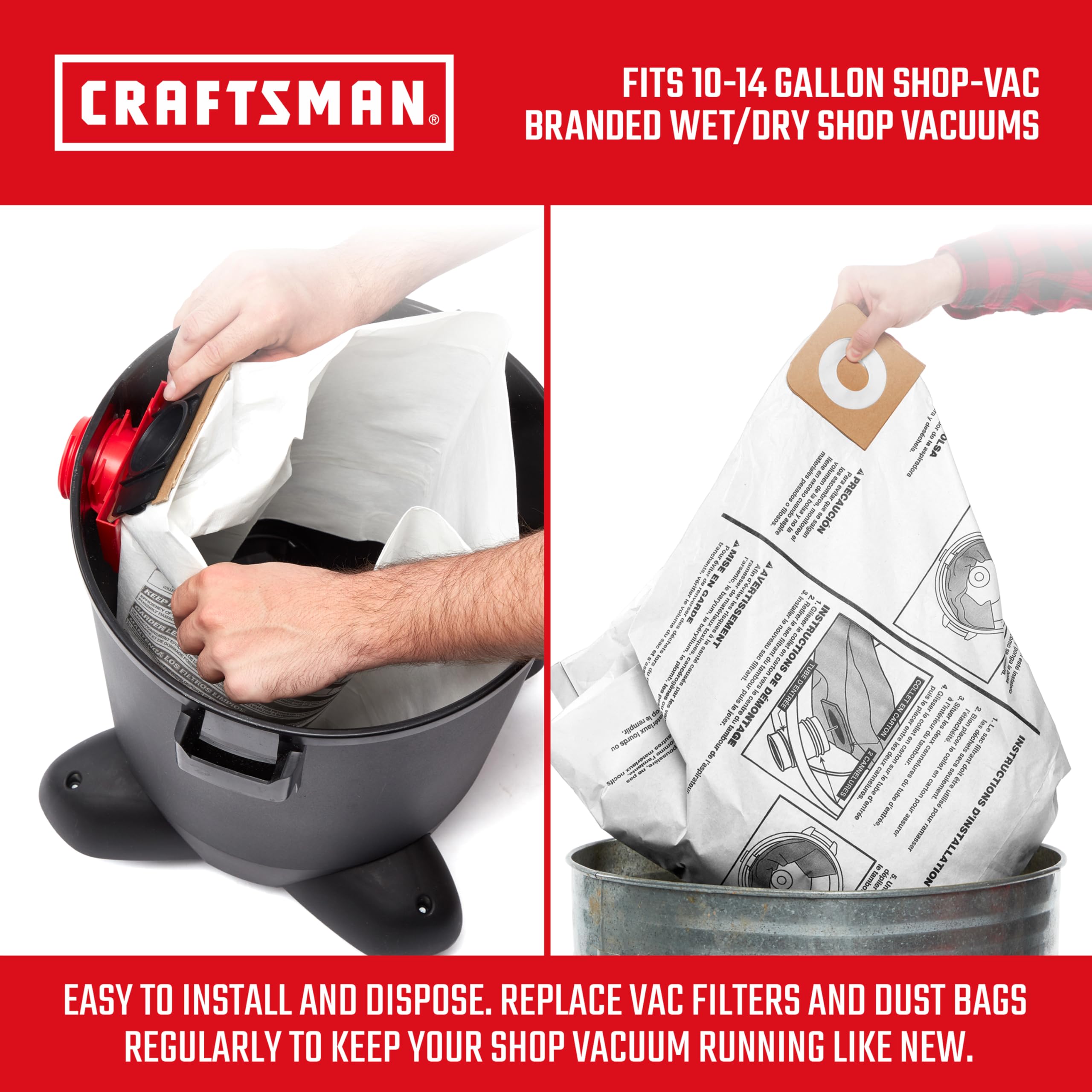 Foto 4 pulgar | Bolsas De Recolección De Polvo Craftsman Cmxzvbe38768, 10 A 14 Galones, Paquete De 3 - Venta Internacional.