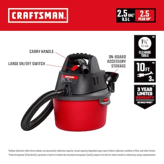 Foto 2 | Aspiradora En Seco Y Húmedo Craftsman Cmxevbe17250, 9.5 L, 2.5 Peak Hp - Venta Internacional.