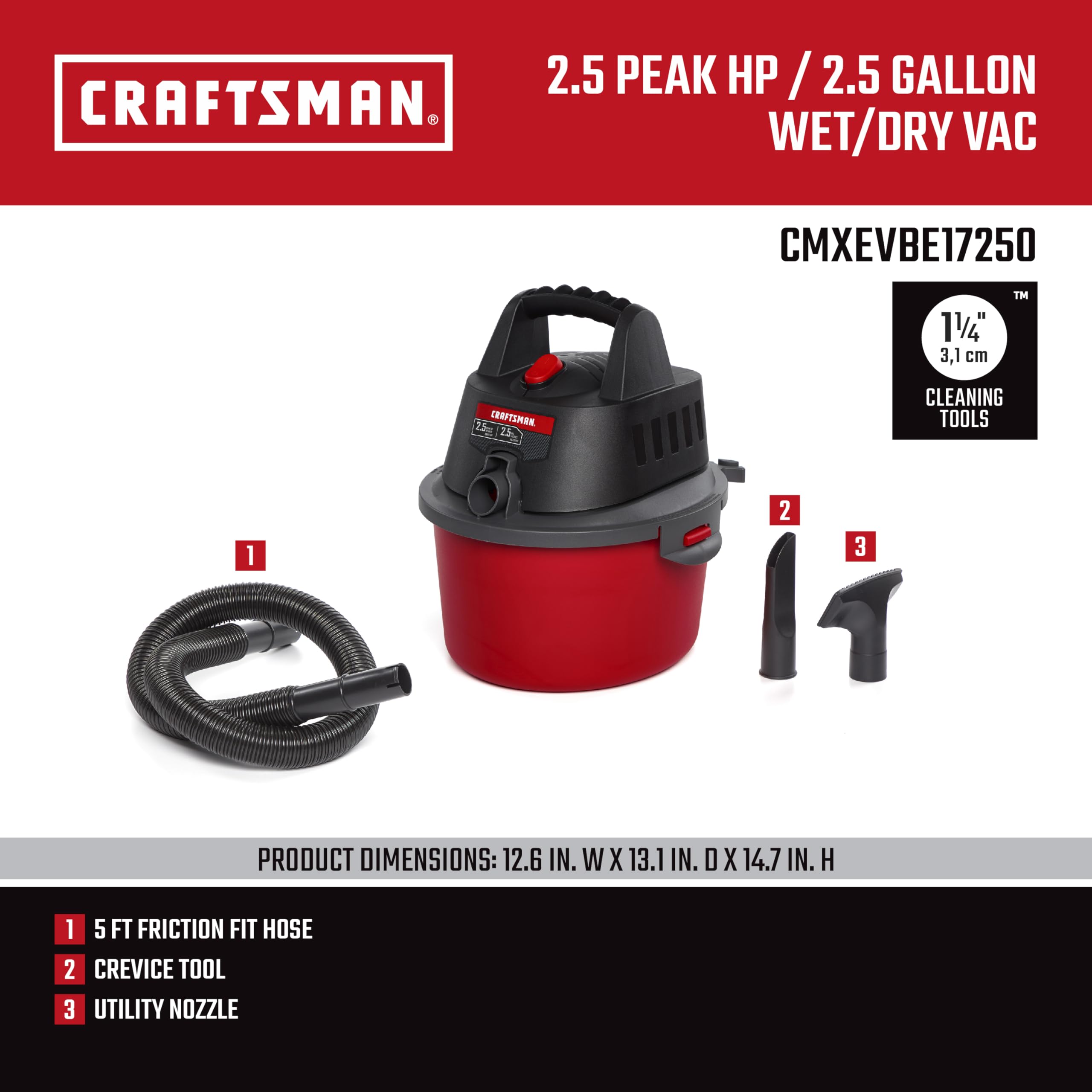 Foto 4 pulgar | Aspiradora En Seco Y Húmedo Craftsman Cmxevbe17250, 9.5 L, 2.5 Peak Hp - Venta Internacional.