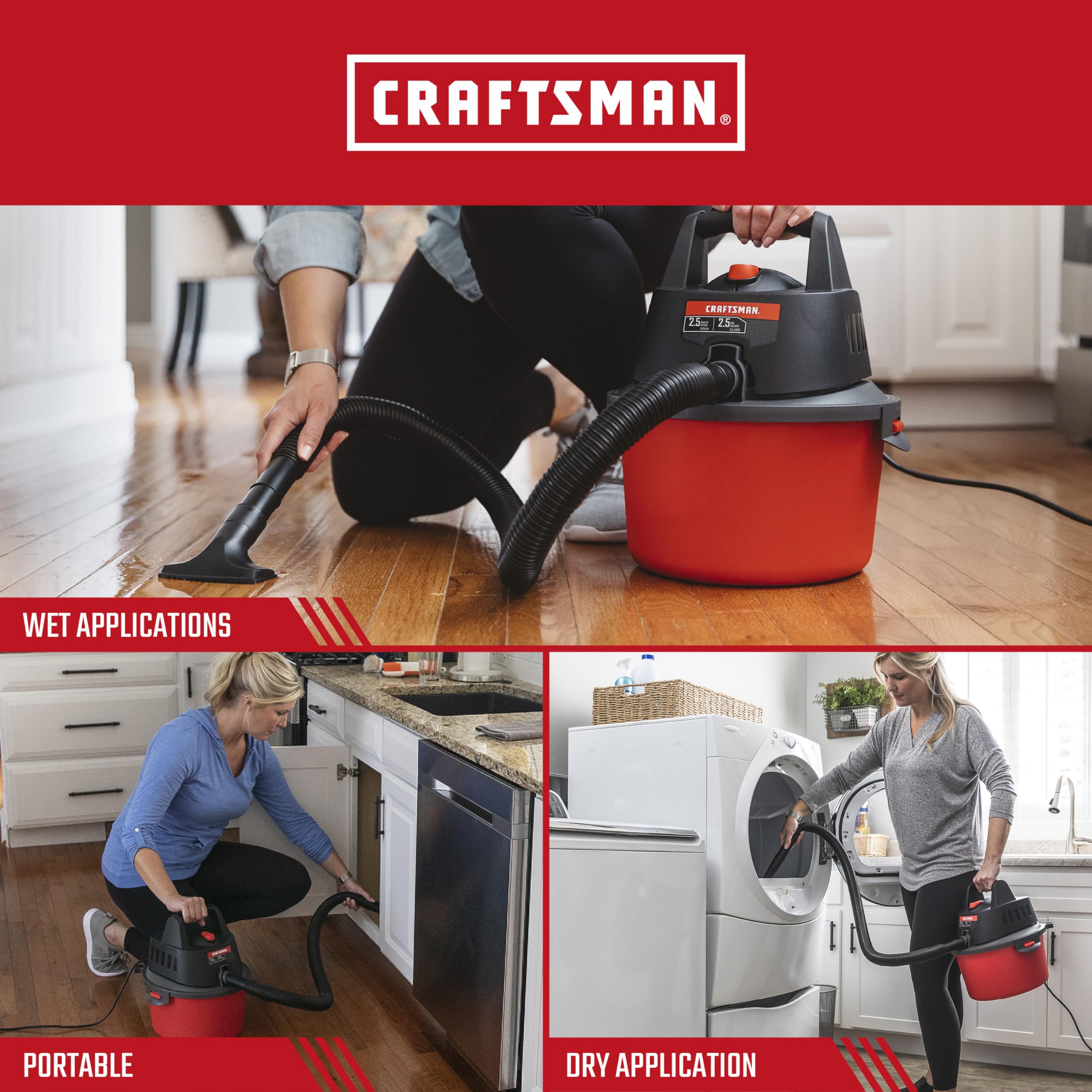 Foto 4 | Aspiradora En Seco Y Húmedo Craftsman Cmxevbe17250, 9.5 L, 2.5 Peak Hp - Venta Internacional.
