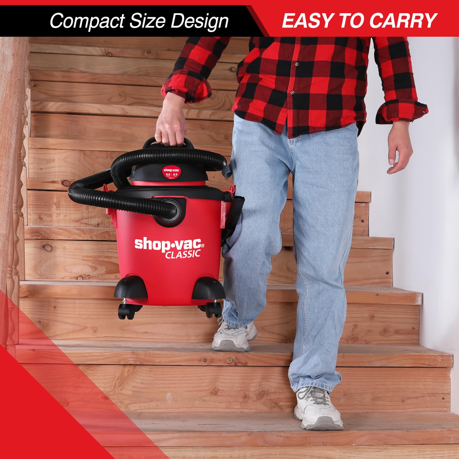 Foto 2 | Aspiradora para Productos Húmedos y Secos Shop-Vac 5 Galones 4.5 Peak HP 3 en 1 Capacidad 21 L - Venta Internacional