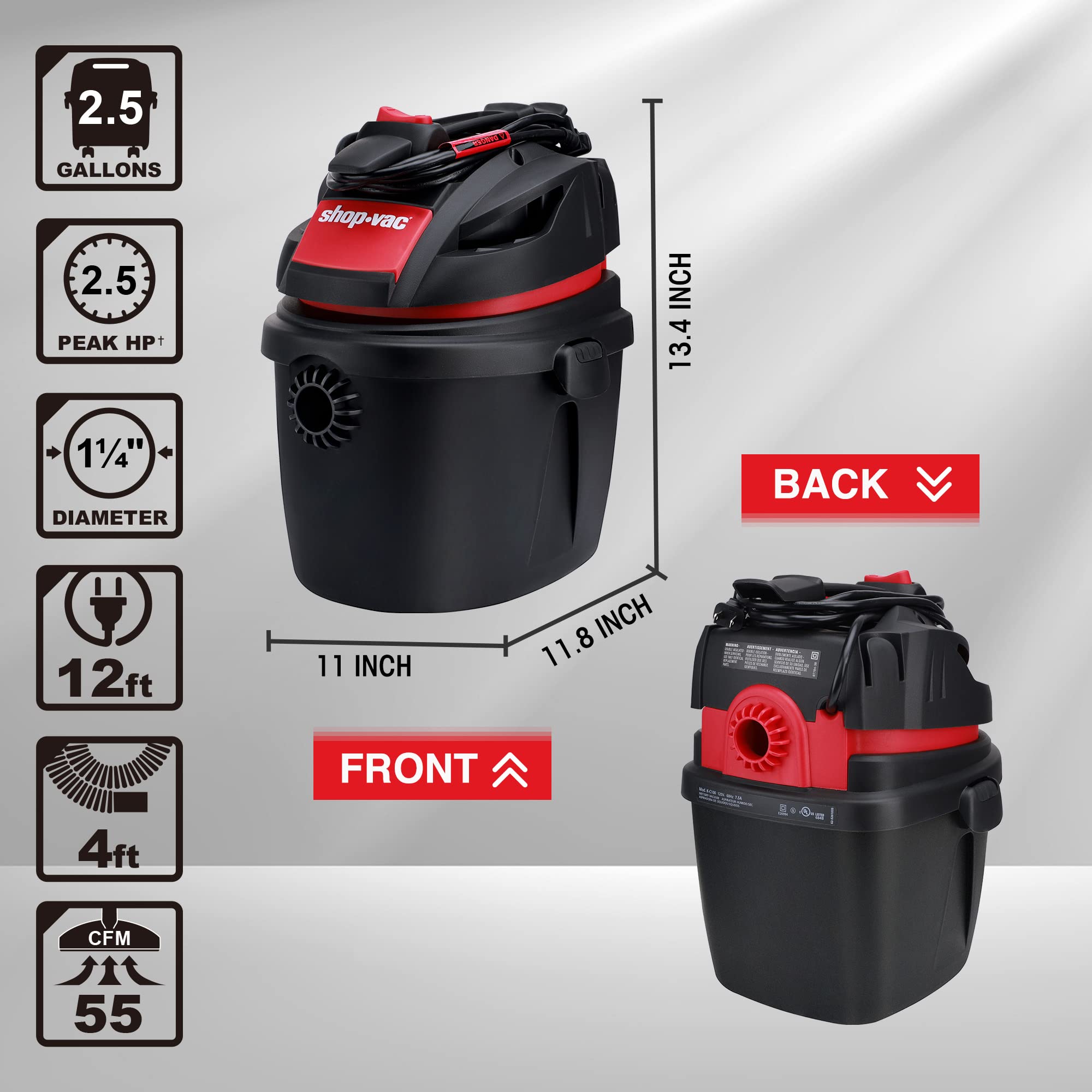 Foto 3 pulgar | Aspiradora Shop-vac 9,5 L 2.5 Peak Portátil y Compacta - Venta Internacional