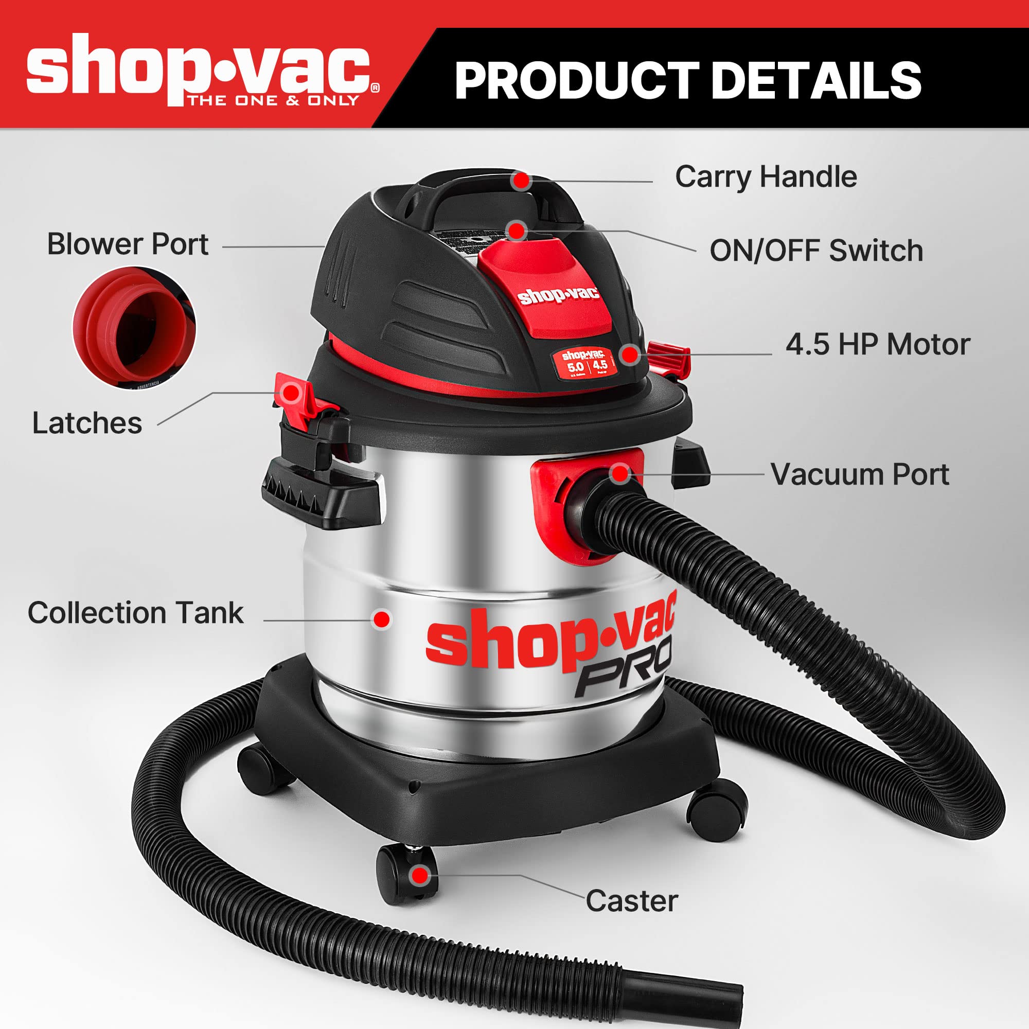 Foto 3 | Aspiradora Shop-vac 4.5 Peak Hp Acero Inoxidable - Venta Internacional