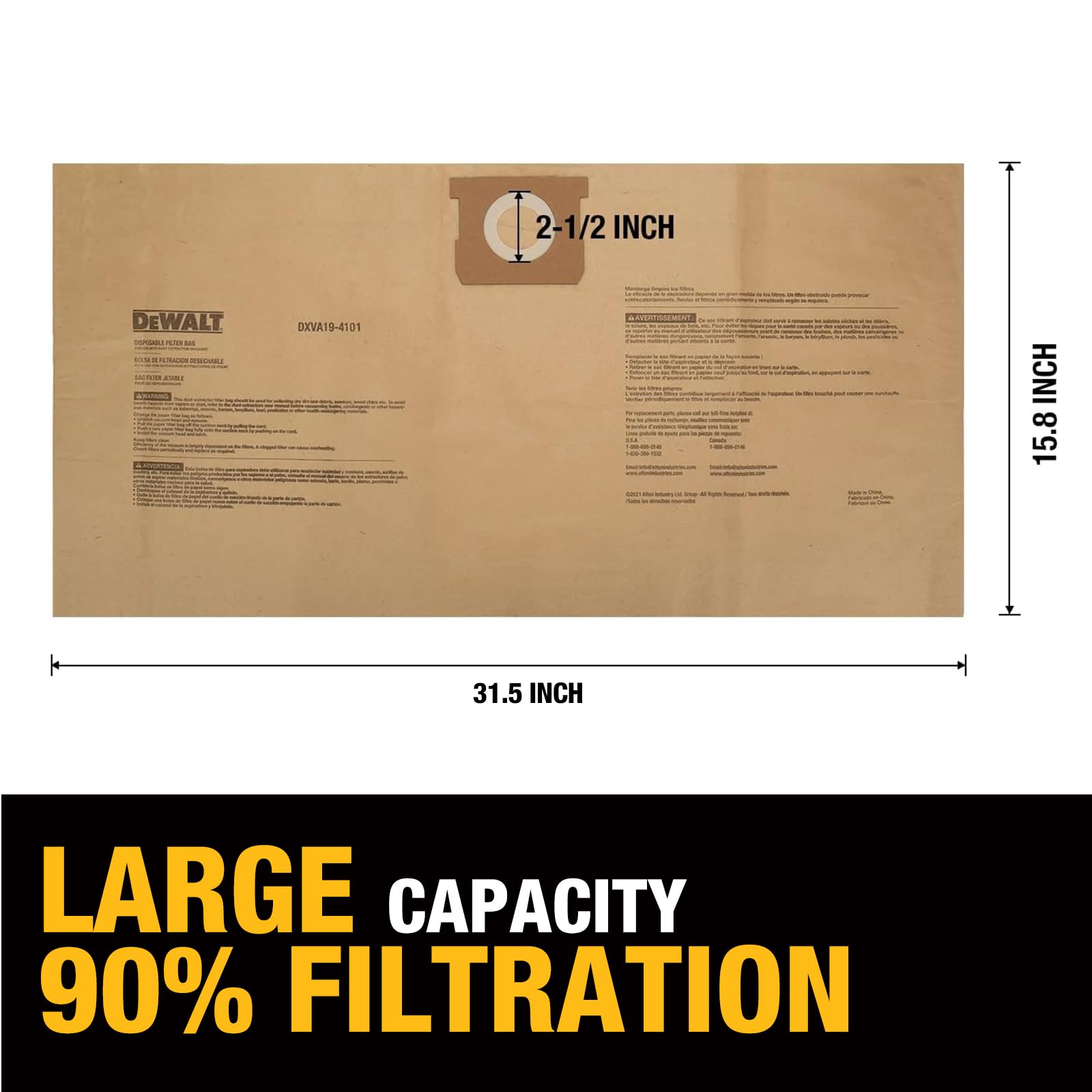 Foto 2 | Bolsas Desechables Para Filtro De Polvo Dewalt Dxva19-4101, Paquete De 4 - Venta Internacional.