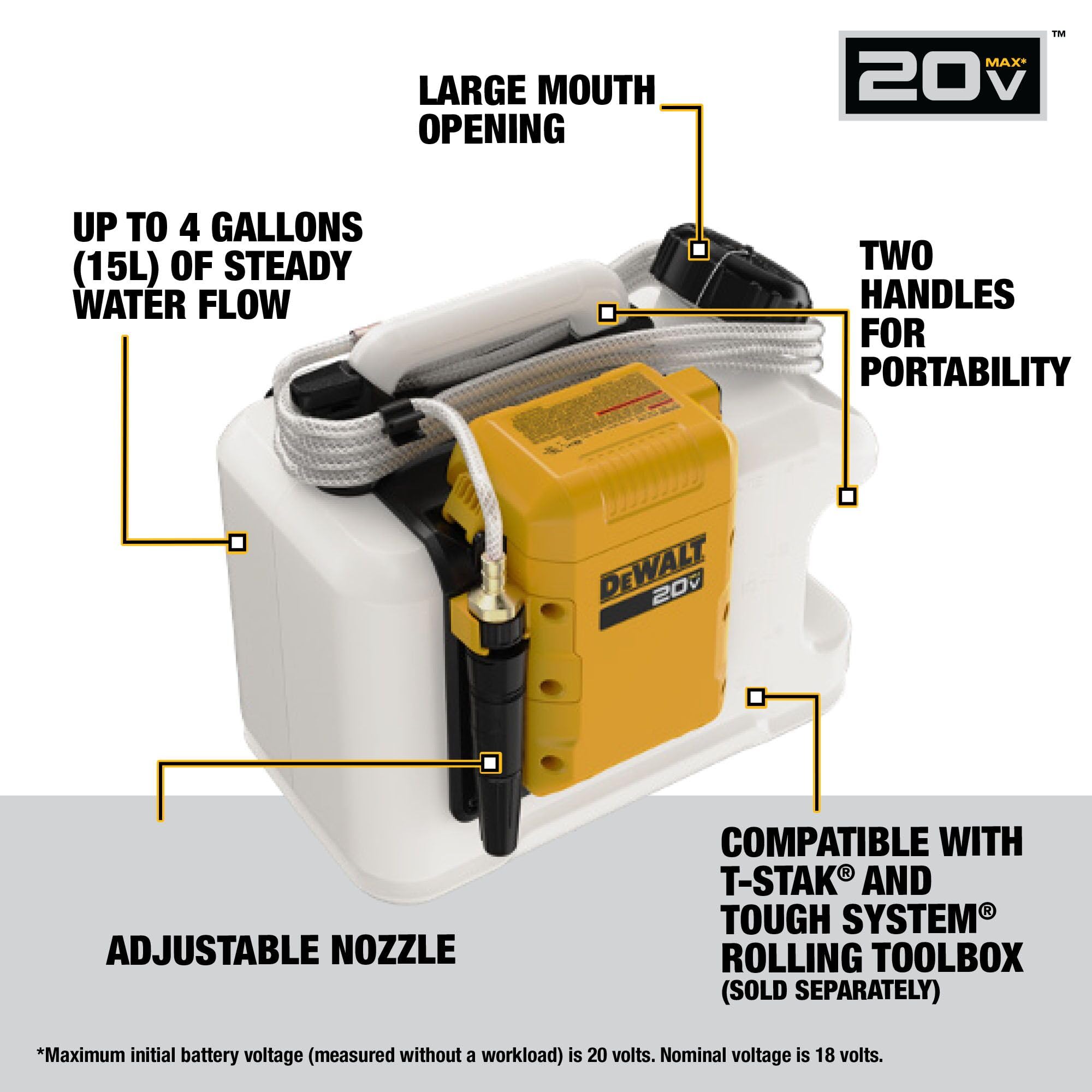 Foto 3 pulgar | Tanque De Agua Dewalt 20v Max Powered Portátil De 15 L (4 Galones) - Venta Internacional.