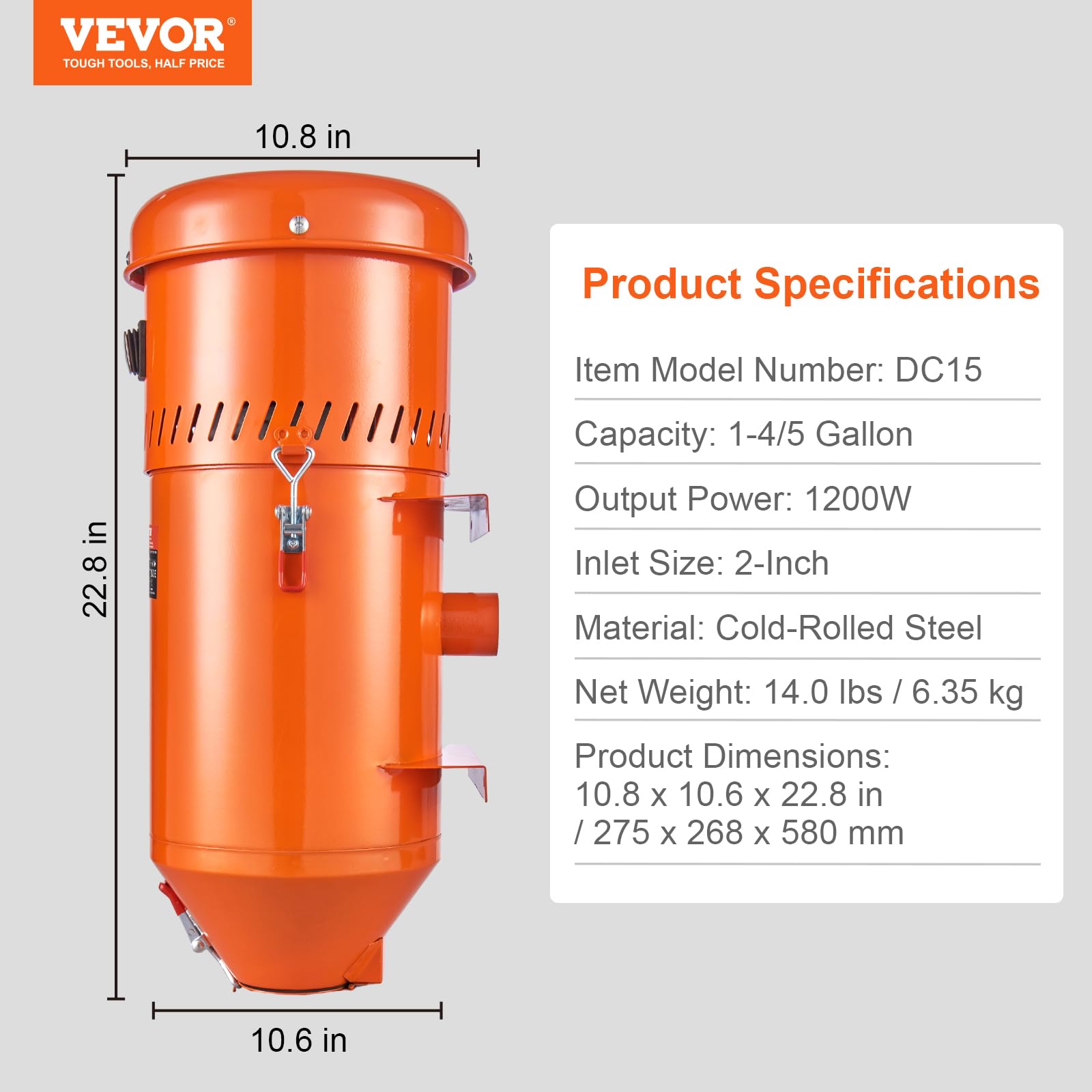 Foto 8 pulgar | Sistema De Recolección De Polvo Vevor 1.6 Hp Colector De Polvo 6.8l - Venta Internacional.