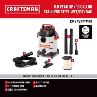 Foto 3 | Aspiradora En Seco Y Húmedo Craftsman Cmxevbe17155, 10 Galones, 6.0 Peak Hp - Venta Internacional.