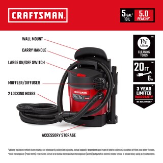 Foto 2 | Aspiradora En Seco Y Húmedo Craftsman Cmxevbe17925 18.9l 5.0 Peak Hp - Venta Internacional.