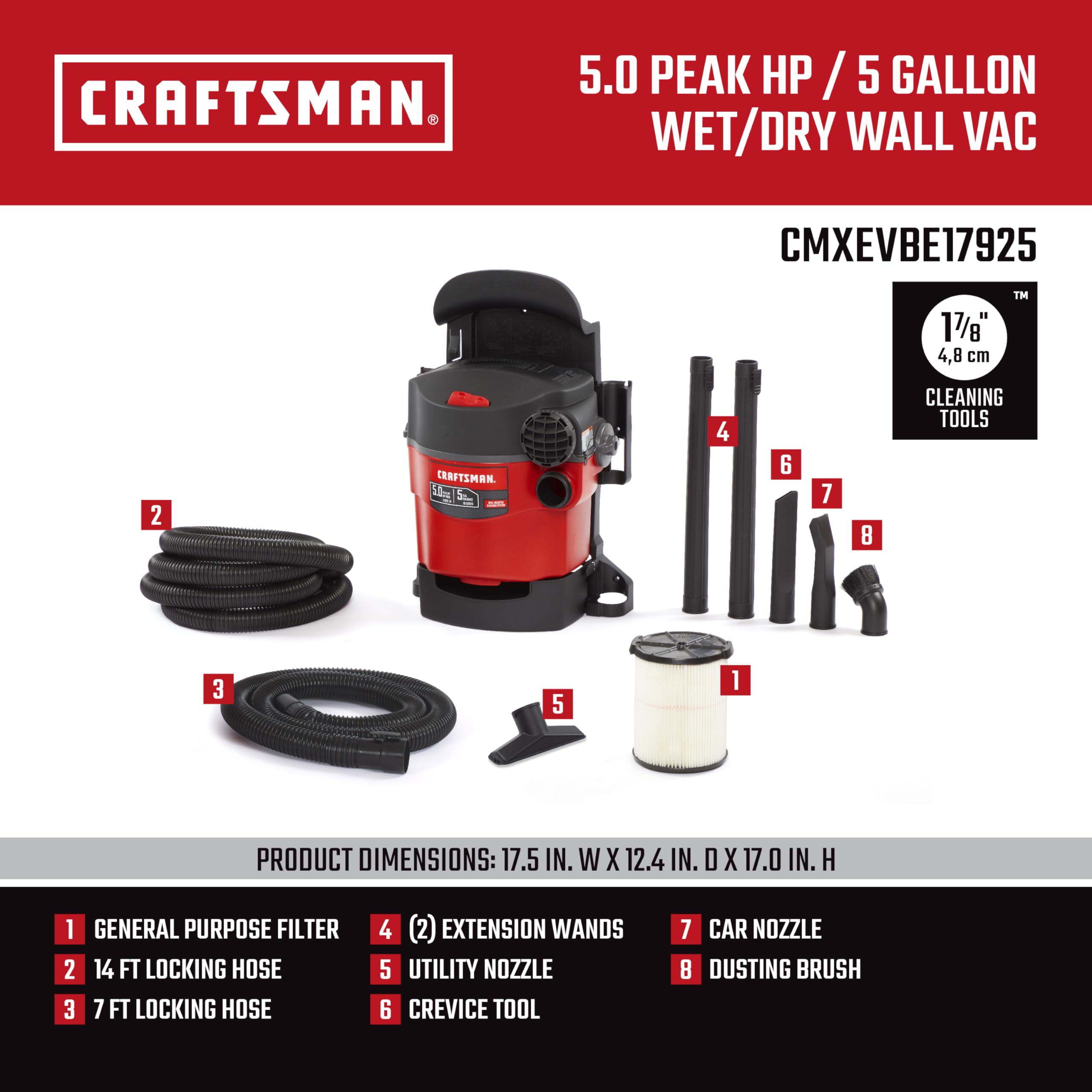 Foto 4 pulgar | Aspiradora En Seco Y Húmedo Craftsman Cmxevbe17925 18.9l 5.0 Peak Hp - Venta Internacional.