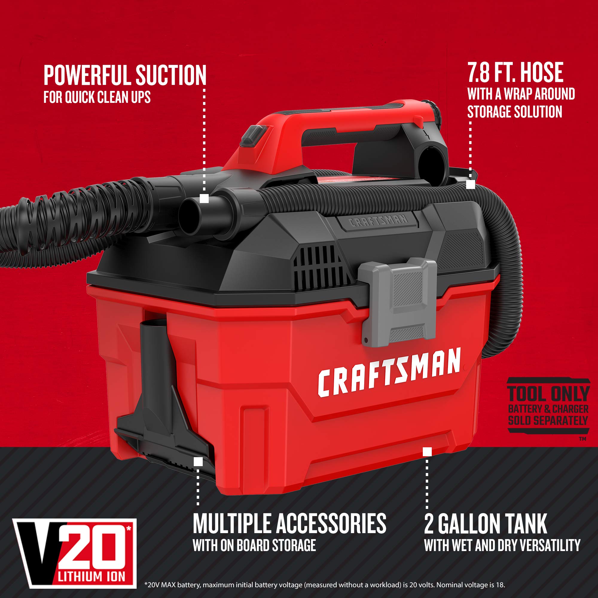 Foto 3 pulgar | Aspirador Inalámbrico Craftsman V20 Shop Vac Wet/dry 2l - Venta Internacional.