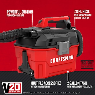 Foto 2 | Aspirador Inalámbrico Craftsman V20 Shop Vac Wet/dry 2l - Venta Internacional.