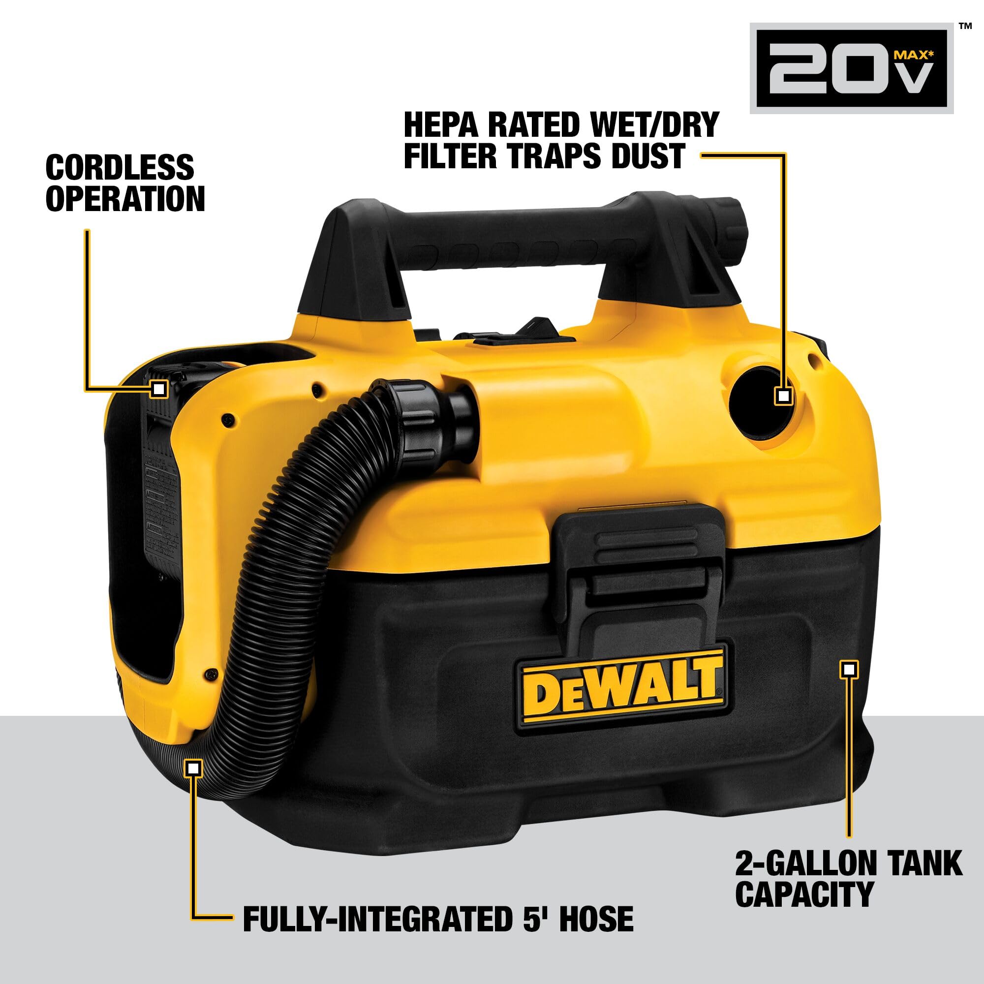 Foto 2 | Aspiradora Dewalt, 20 V Max, Inalámbrica, Dcv580h, 2 Galones - Venta Internacional.