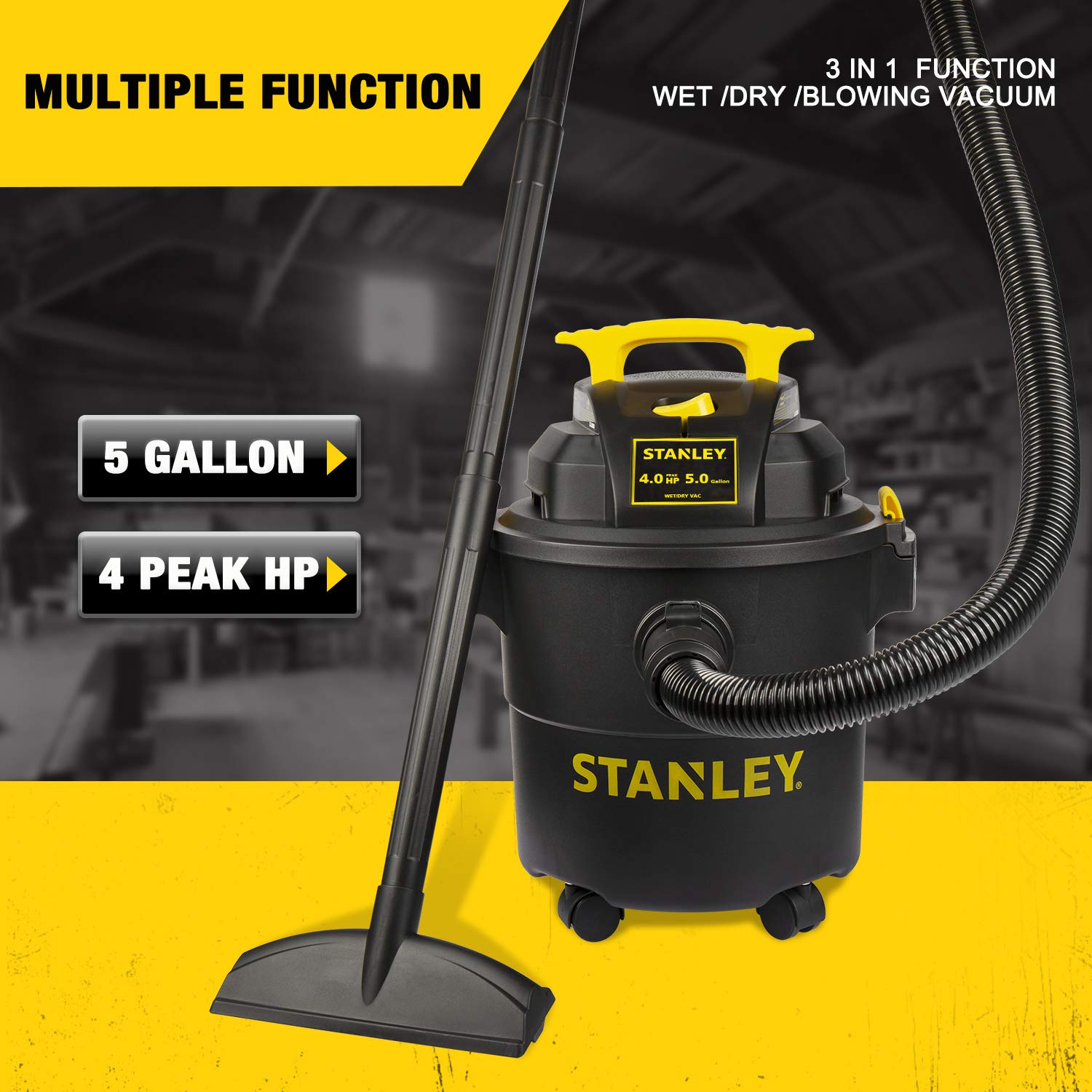 Foto 7 pulgar | Aspirador Húmedo Y Seco Stanley Sl18115p 18.9l 4hp Ac 4.0 Hp Negro - Venta Internacional.
