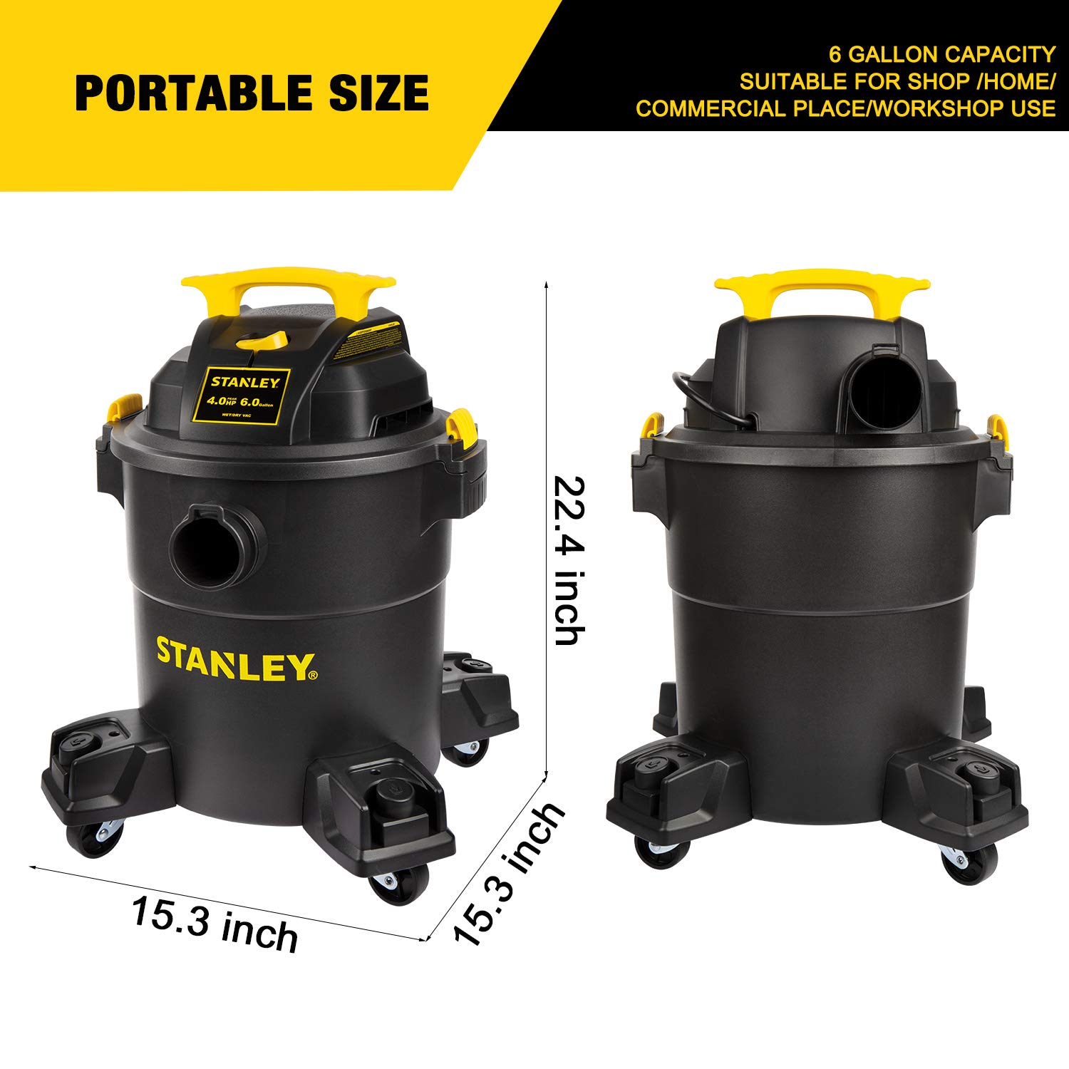 Foto 4 pulgar | Aspiradora Para Productos Húmedos Y Secos Stanley Sl18116p 22l/4hp, 6 Galones, 300 H - Venta Internacional.