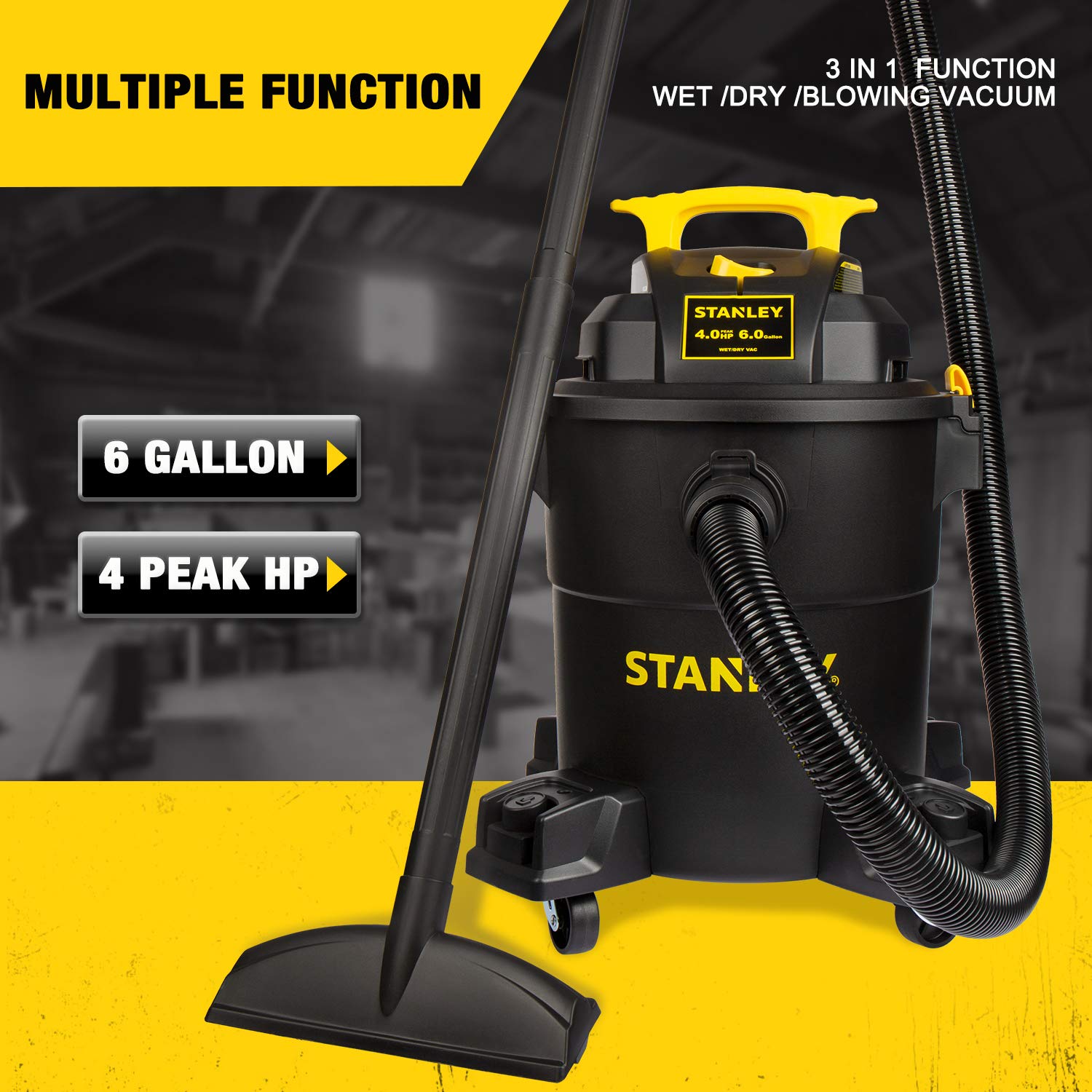 Foto 6 pulgar | Aspiradora Para Productos Húmedos Y Secos Stanley Sl18116p 22l/4hp, 6 Galones, 300 H - Venta Internacional.