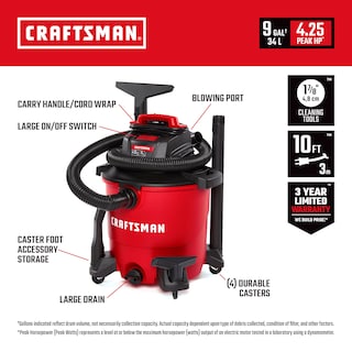 Foto 2 | Aspiradora En Seco Y Húmedo Craftsman Cmxevbe18590 34 L 4 25 Hp 9 Galones Con Accesorios - Venta Internacional.