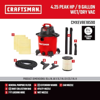 Foto 3 | Aspiradora En Seco Y Húmedo Craftsman Cmxevbe18590 34 L 4 25 Hp 9 Galones Con Accesorios - Venta Internacional.
