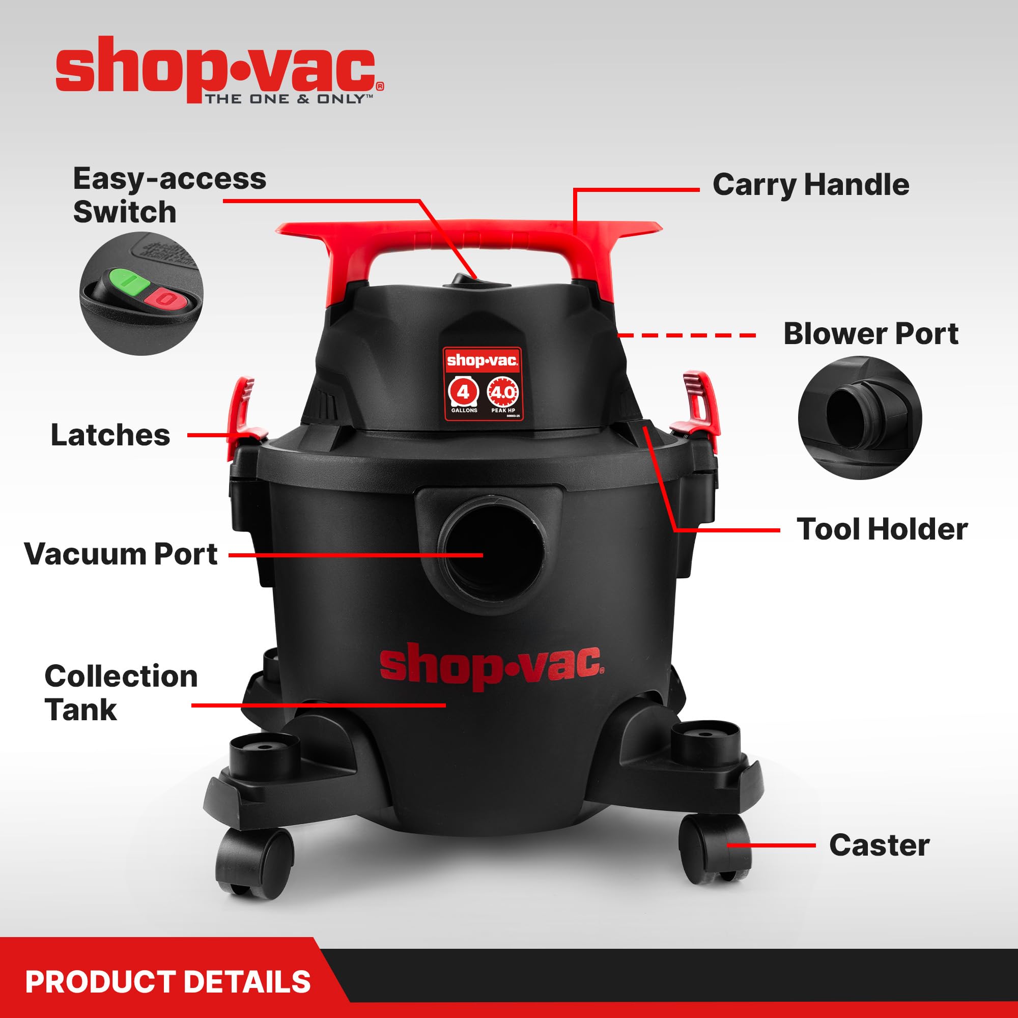 Foto 4 pulgar | Aspiradora Para Productos Húmedos Y Secos Shop-vac 5430112  4 Galones  4 Picos Hp - Venta Internacional.
