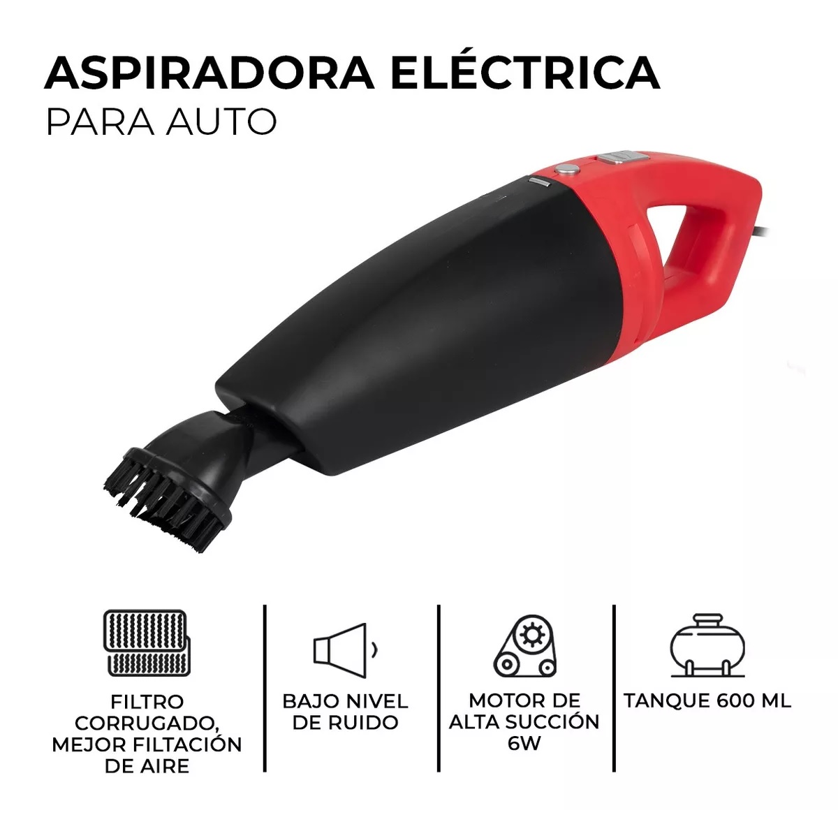 Foto 5 pulgar | Aspiradora Automóvil Vertical De Mano Portátil Alta Succión 60w Eo Safe Imports Esi-13622 Negro