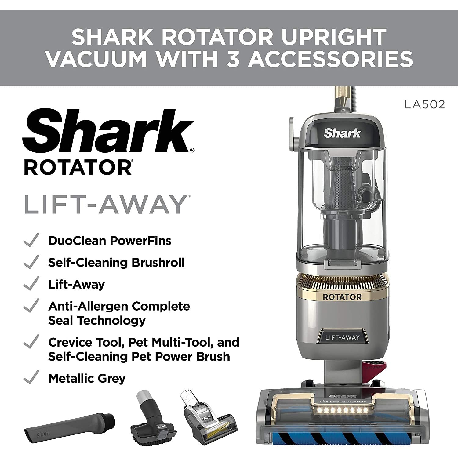 Foto 3 pulgar | Aspiradora Shark La502 Rotator Con Autocepilladora Plateada - Venta Internacional.